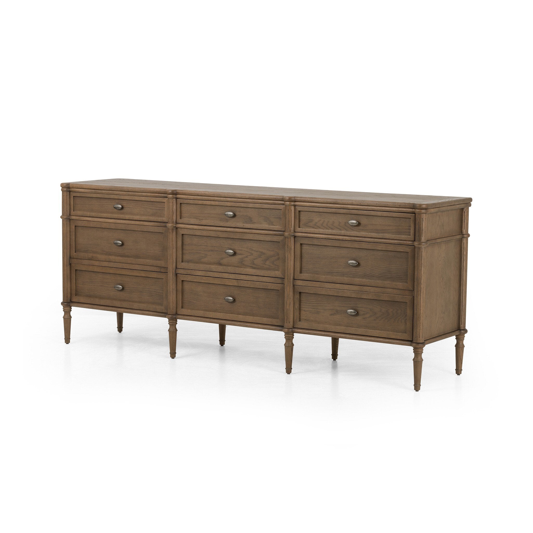 Four Hands Toulouse 9 Drawer Dresser — Toasted Oak-Toasted Oak Veneer-Aged Brass