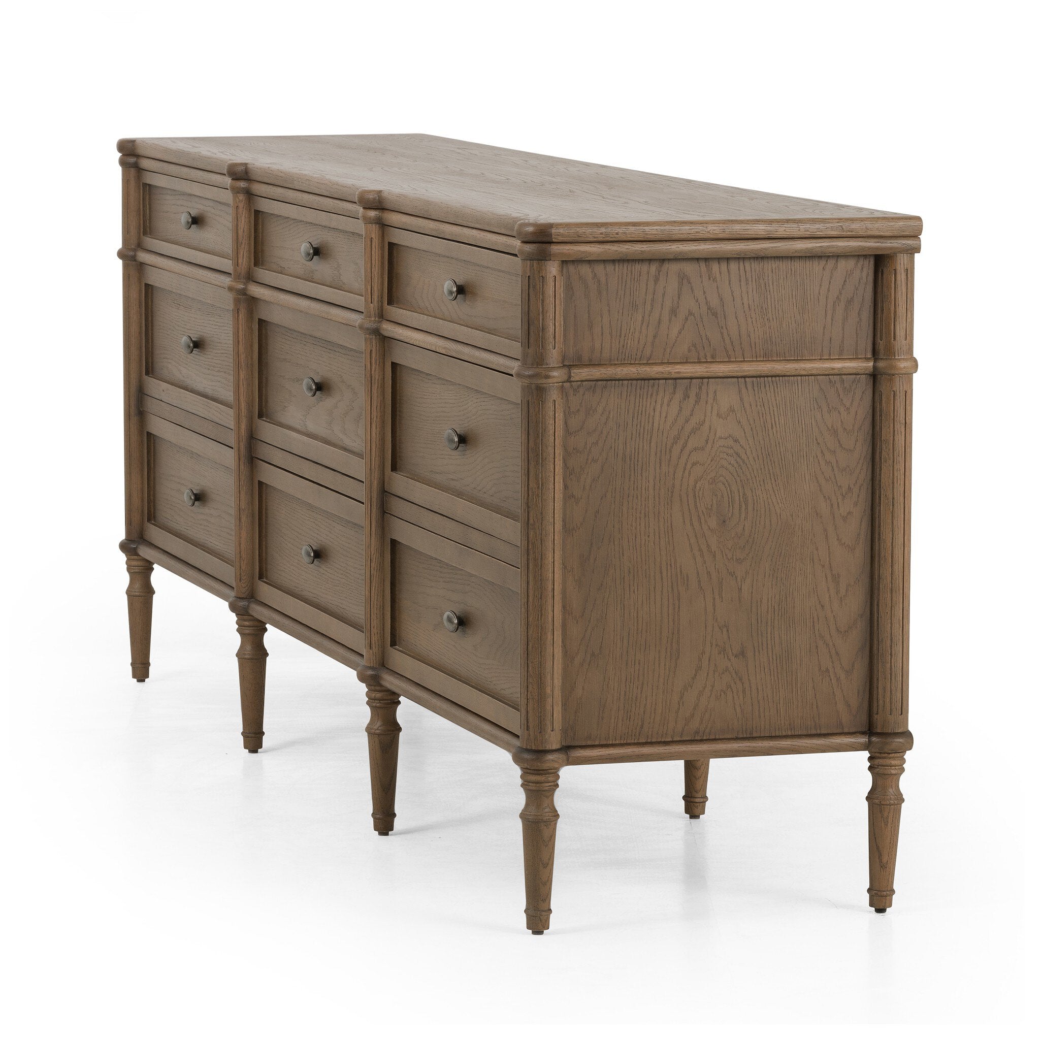 Four Hands Toulouse 9 Drawer Dresser — Toasted Oak-Toasted Oak Veneer-Aged Brass