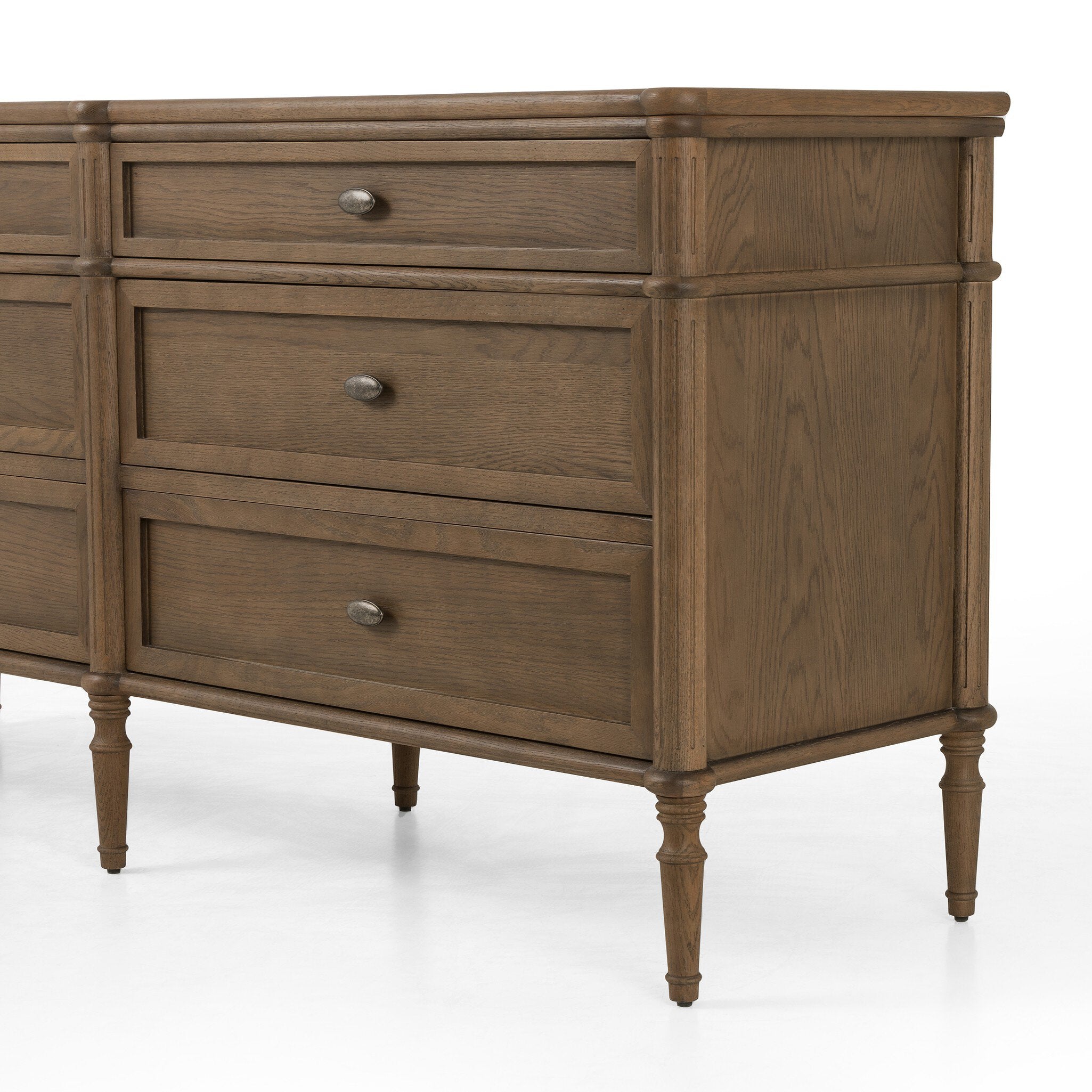 Four Hands Toulouse 6 Drawer Dresser — Toasted Oak-Toasted Oak Veneer-Aged Brass