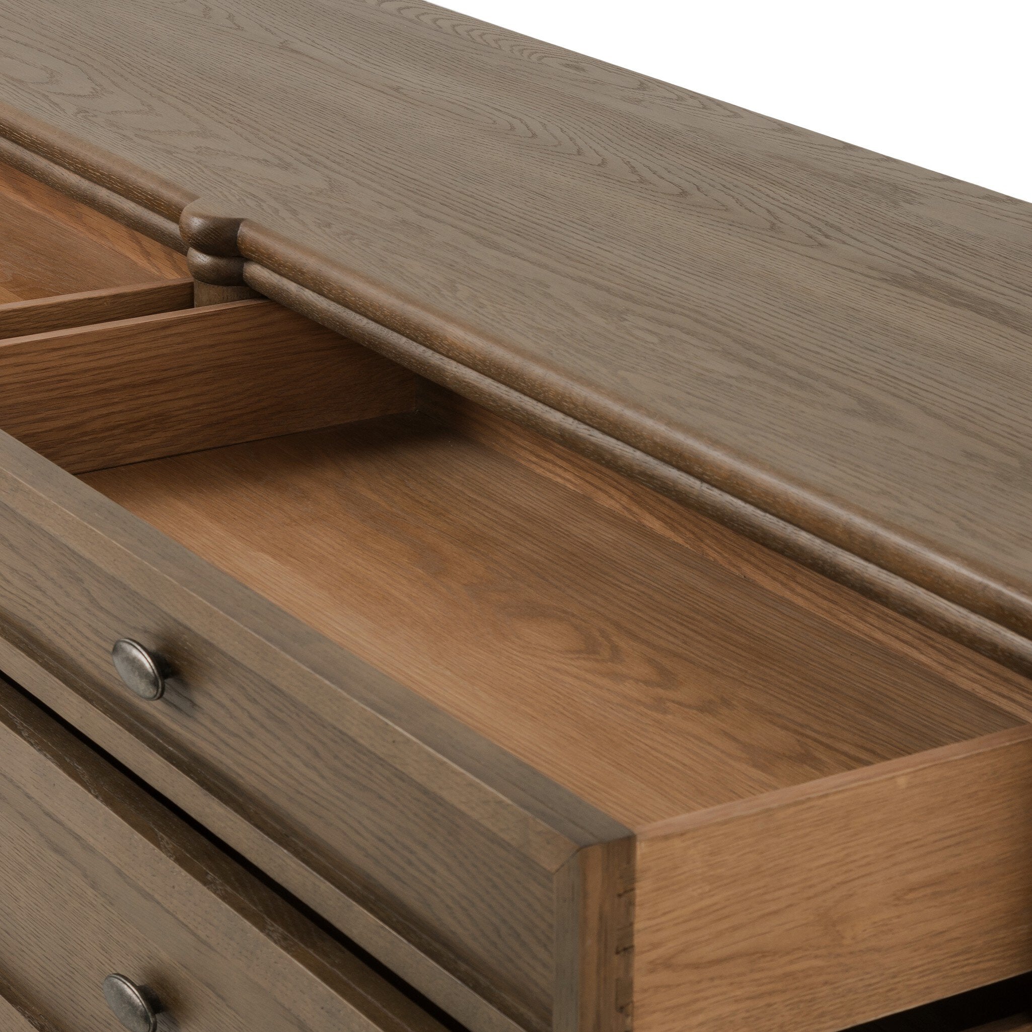 Four Hands Toulouse 6 Drawer Dresser — Toasted Oak-Toasted Oak Veneer-Aged Brass