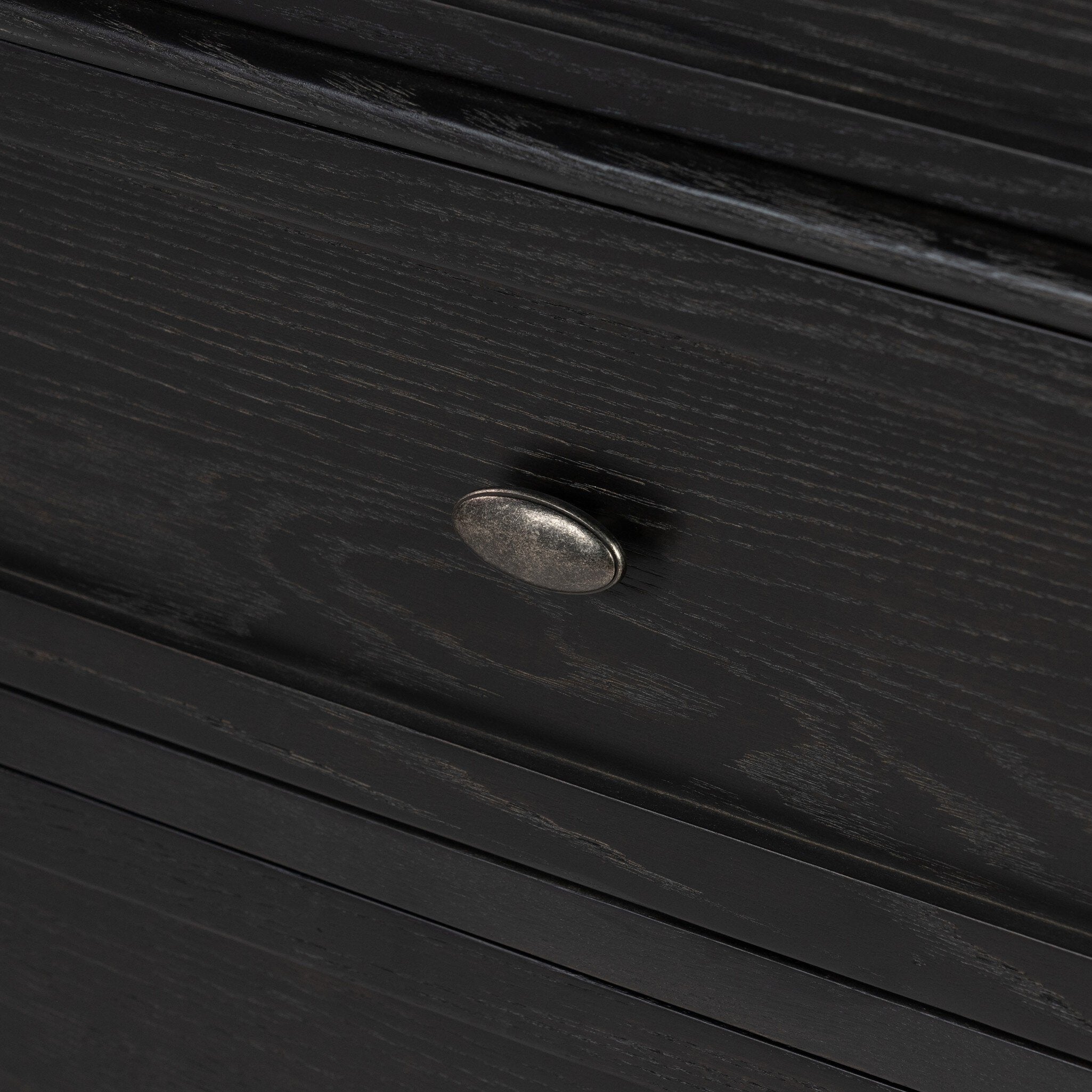 Four Hands Toulouse 6 Drawer Dresser — Distressed Black-Distressed Black Oak-Aged Brass