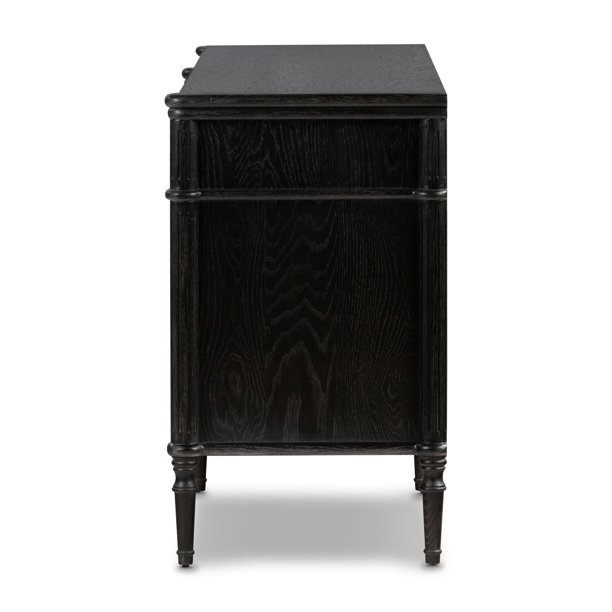 Four Hands Toulouse 6 Drawer Dresser — Distressed Black-Distressed Black Oak-Aged Brass