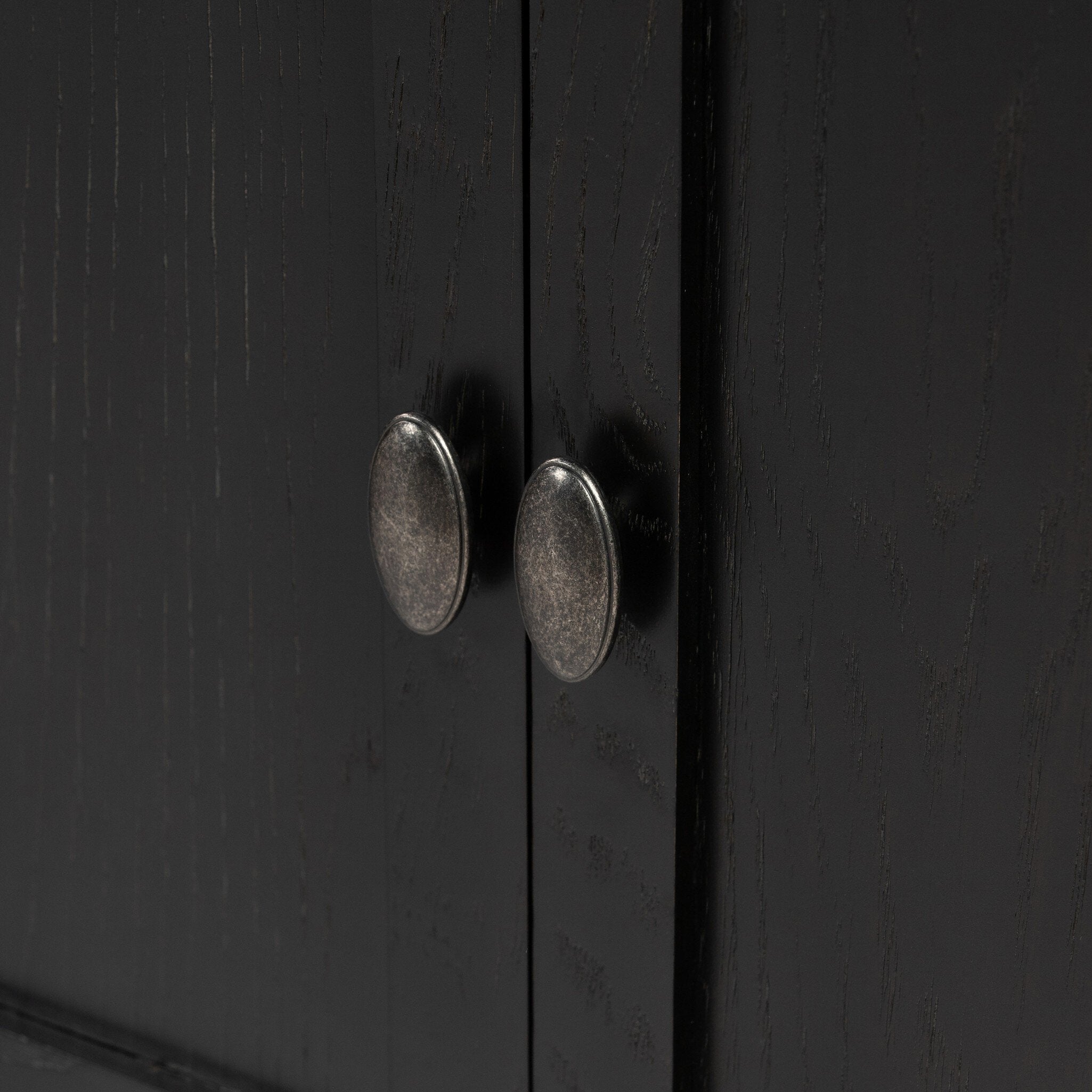 Four Hands Toulouse Sideboard — Distressed Black Oak-Distressed Black-Aged Brass