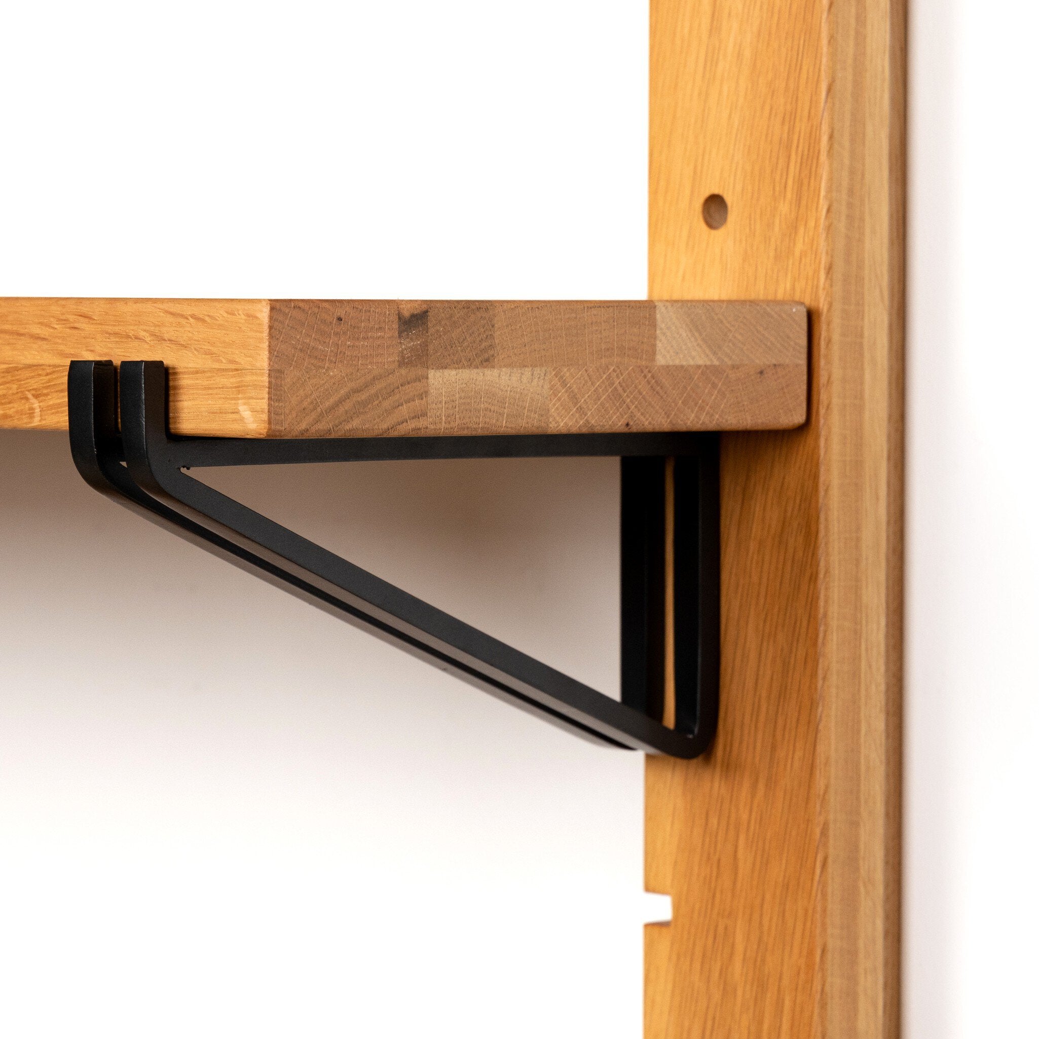 Four Hands Pivott Shelf — Natural Oak Veneer-Dark Iron-Natural Oak