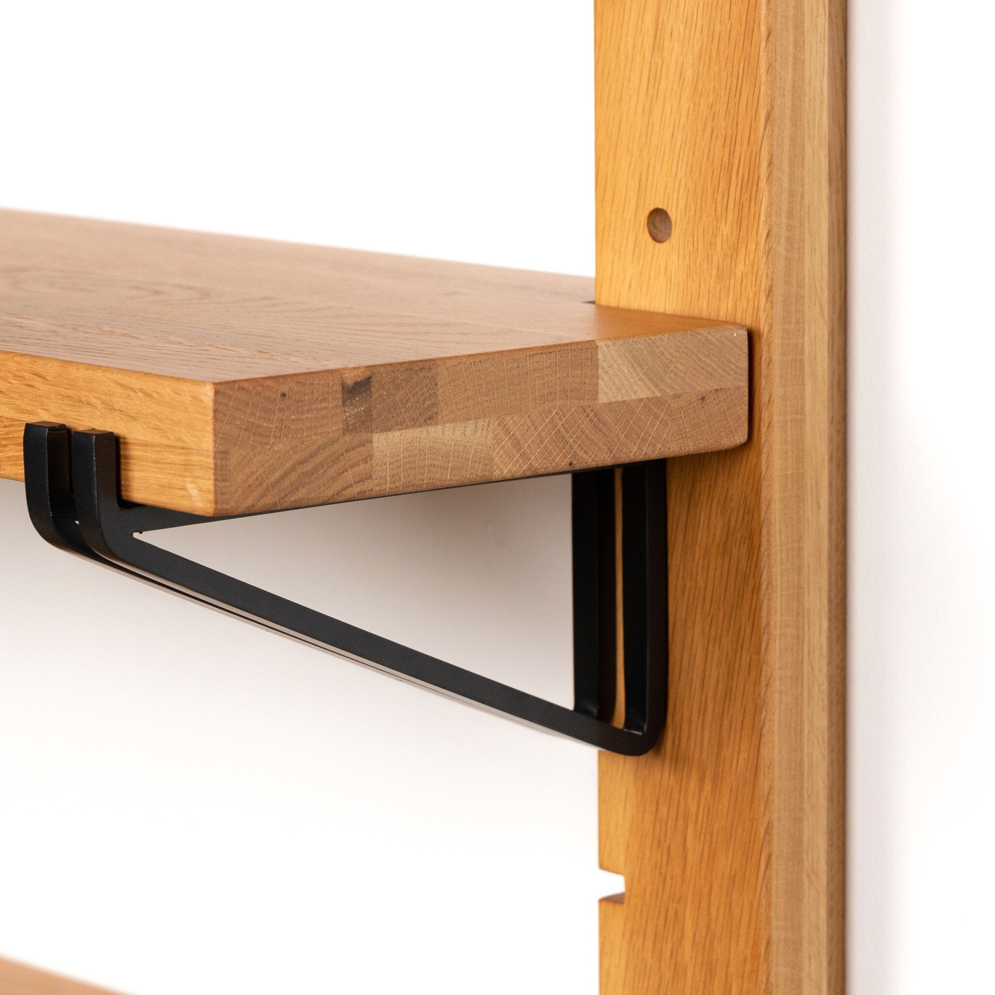 Four Hands Pivott Shelf — Natural Oak Veneer-Dark Iron-Natural Oak
