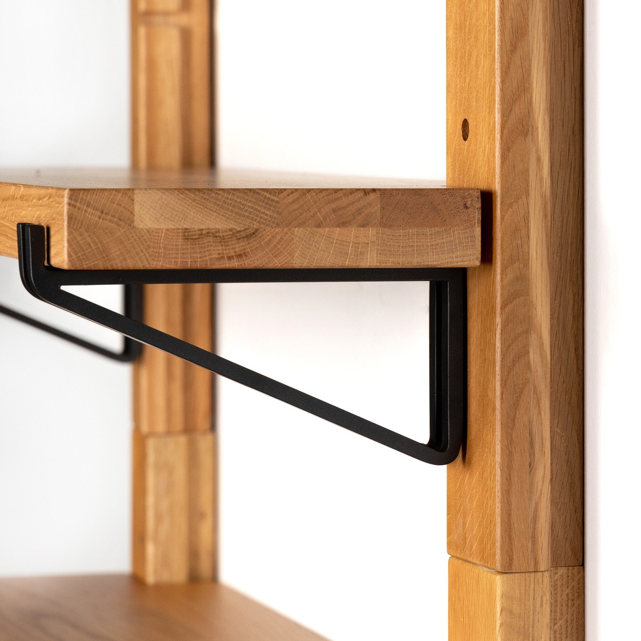 Four Hands Pivott Shelf — Natural Oak Veneer-Dark Iron-Natural Oak