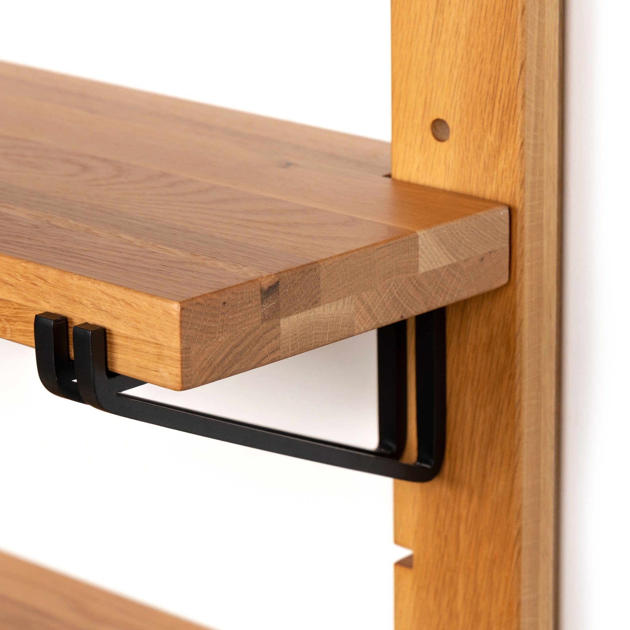 Four Hands Pivott Shelf — Natural Oak Veneer-Dark Iron-Natural Oak