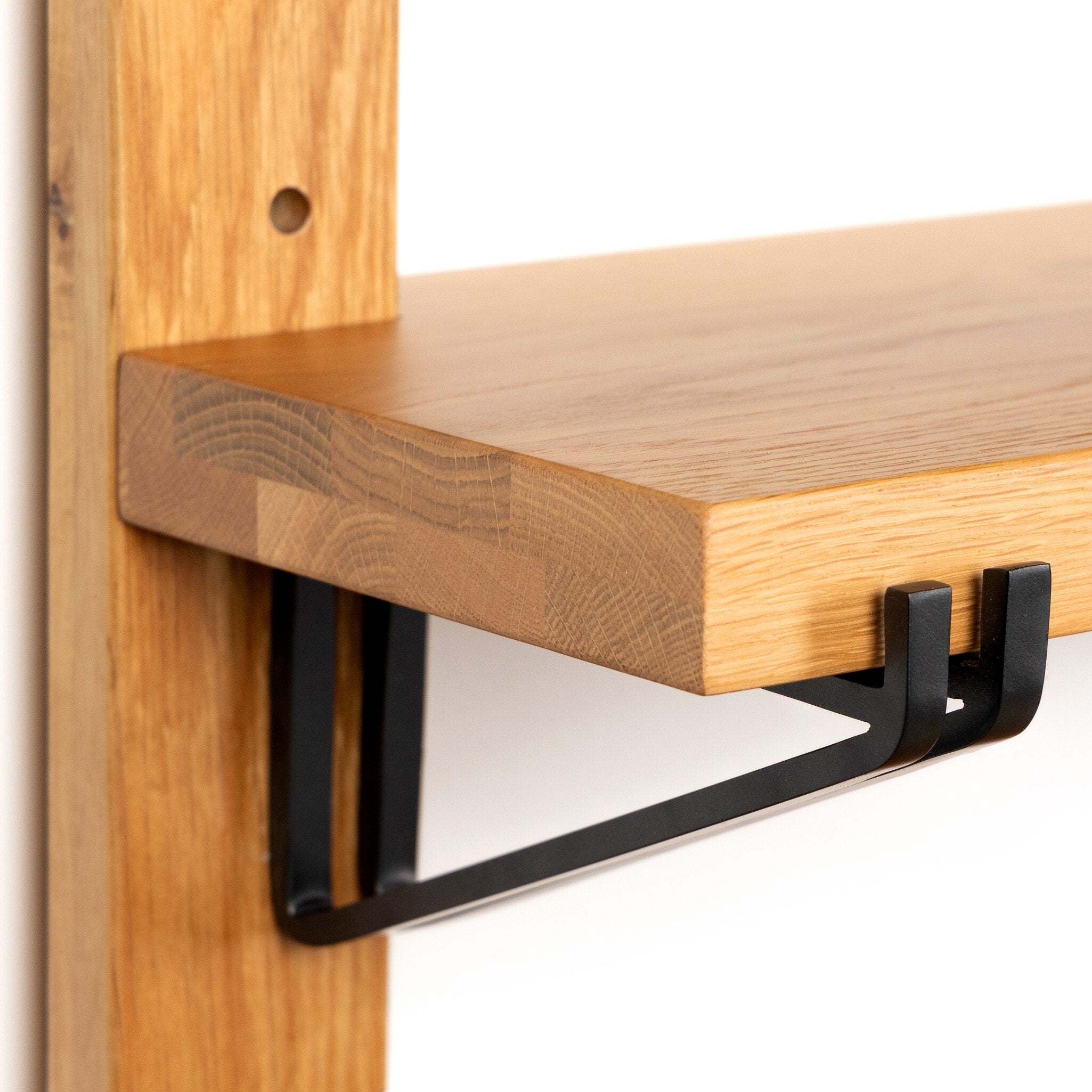 Four Hands Pivott Shelf — Natural Oak Veneer-Dark Iron-Natural Oak