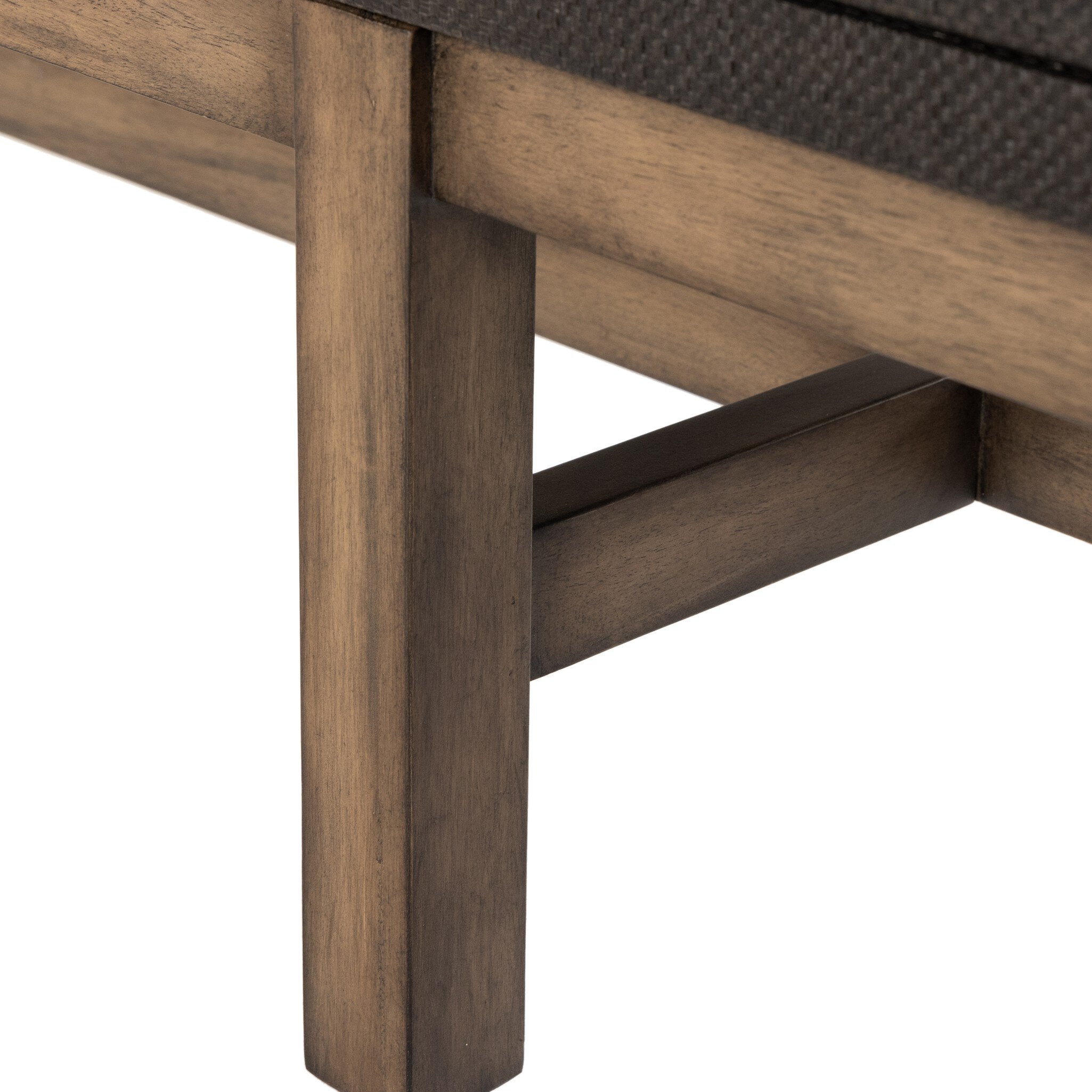 Four Hands Fiona 6 Drawer Dresser — Black Raffia-Russet Mahogany-Light Antique Brass