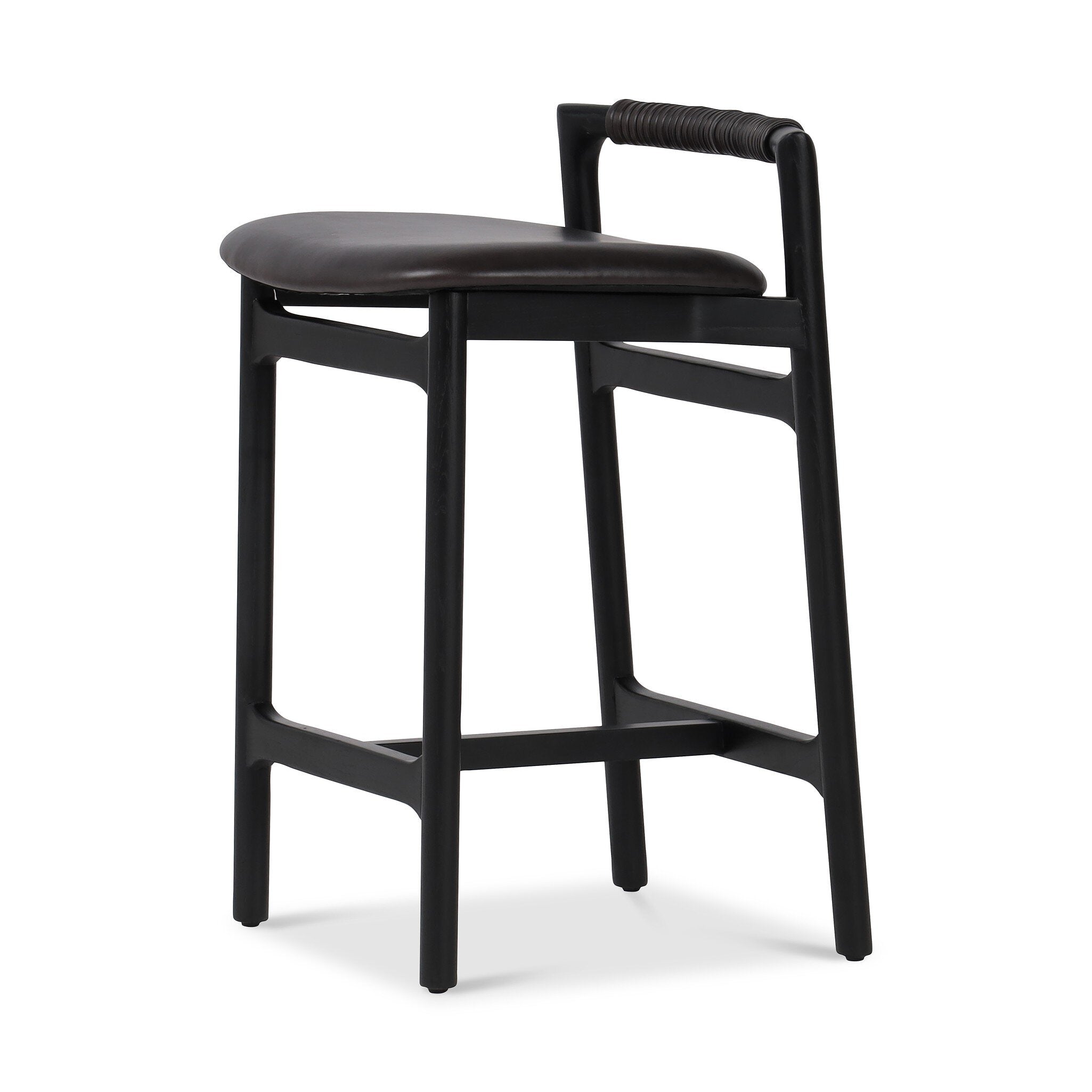 Four Hands Baden Bar + Counter Stool — Sonoma Black-Brushed Ebony-Counter