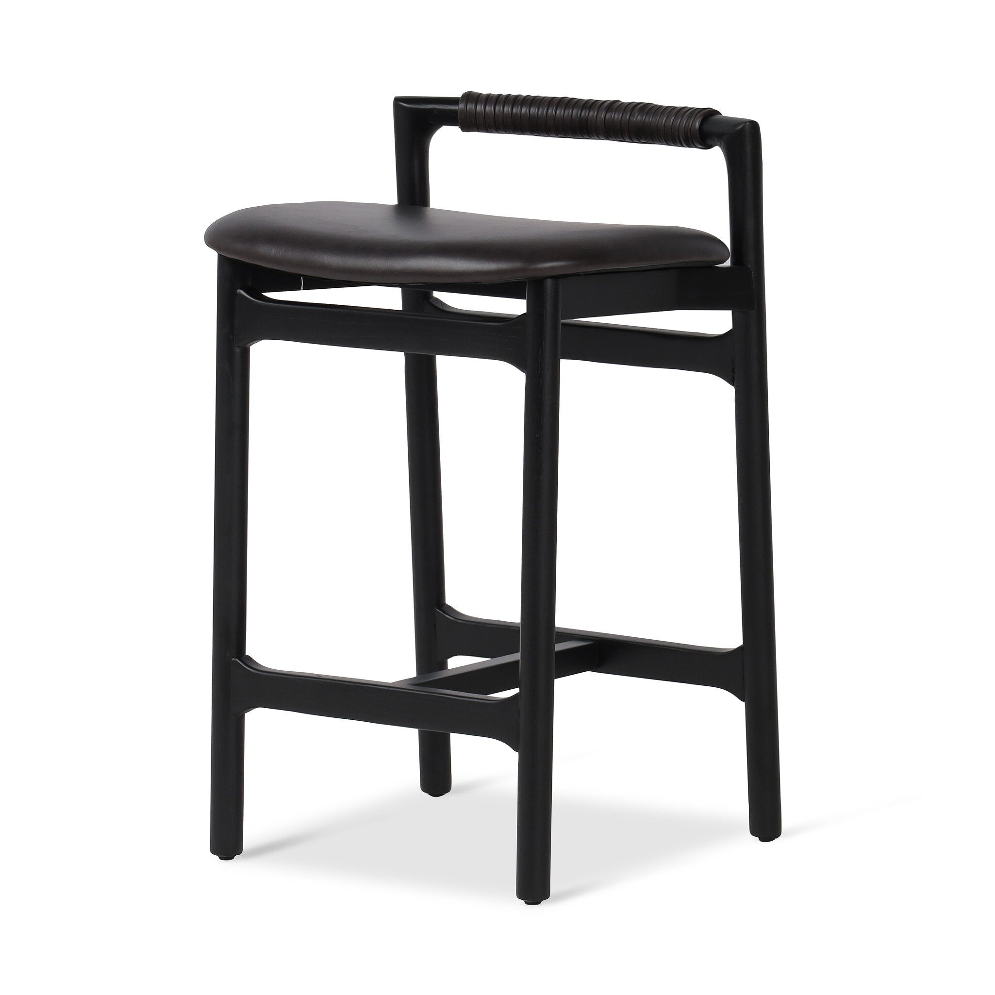 Four Hands Baden Bar + Counter Stool — Sonoma Black-Brushed Ebony-Counter