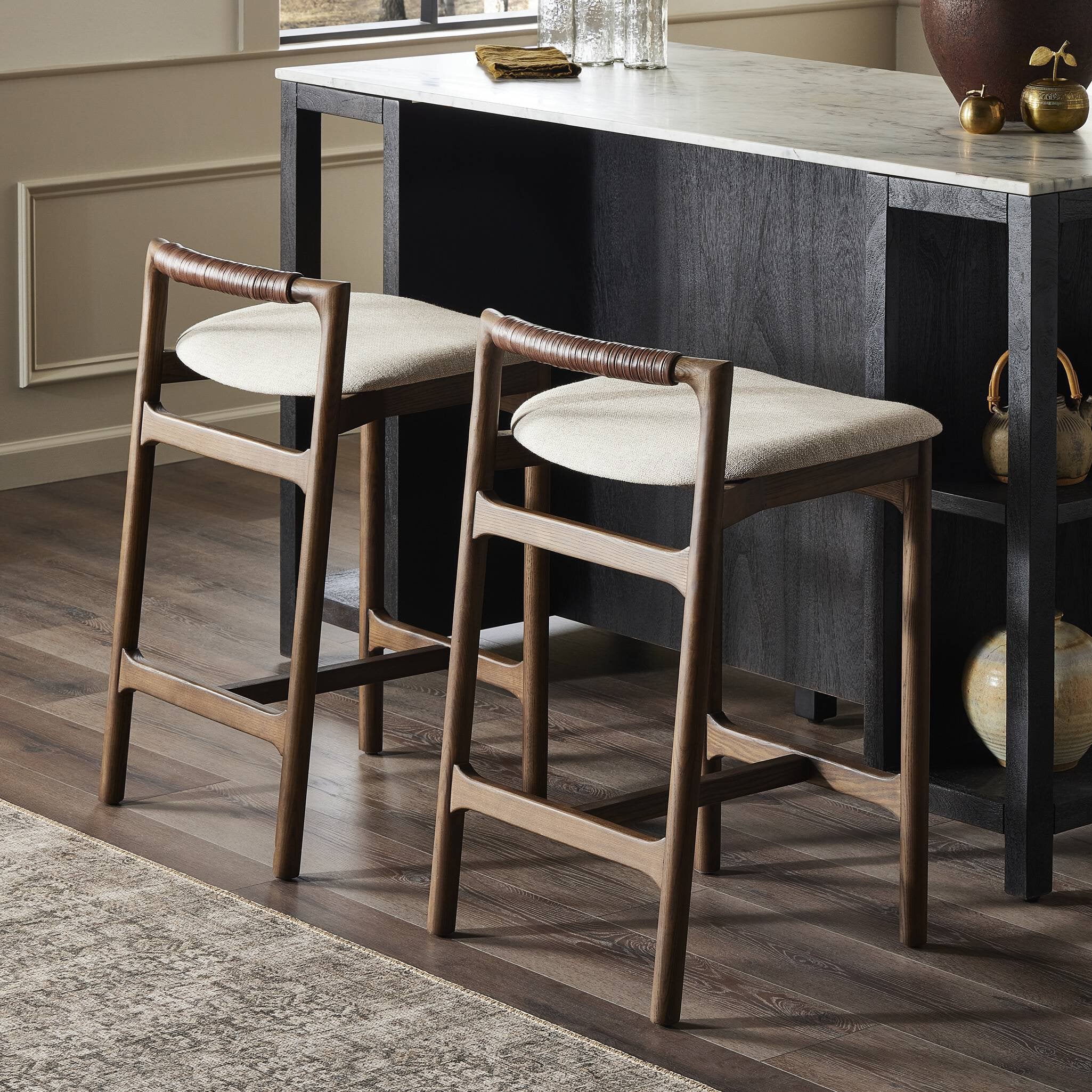 Four Hands Baden Bar + Counter Stool — Alcala Wheat-Sienna Brown-Sonoma Coco-Bar