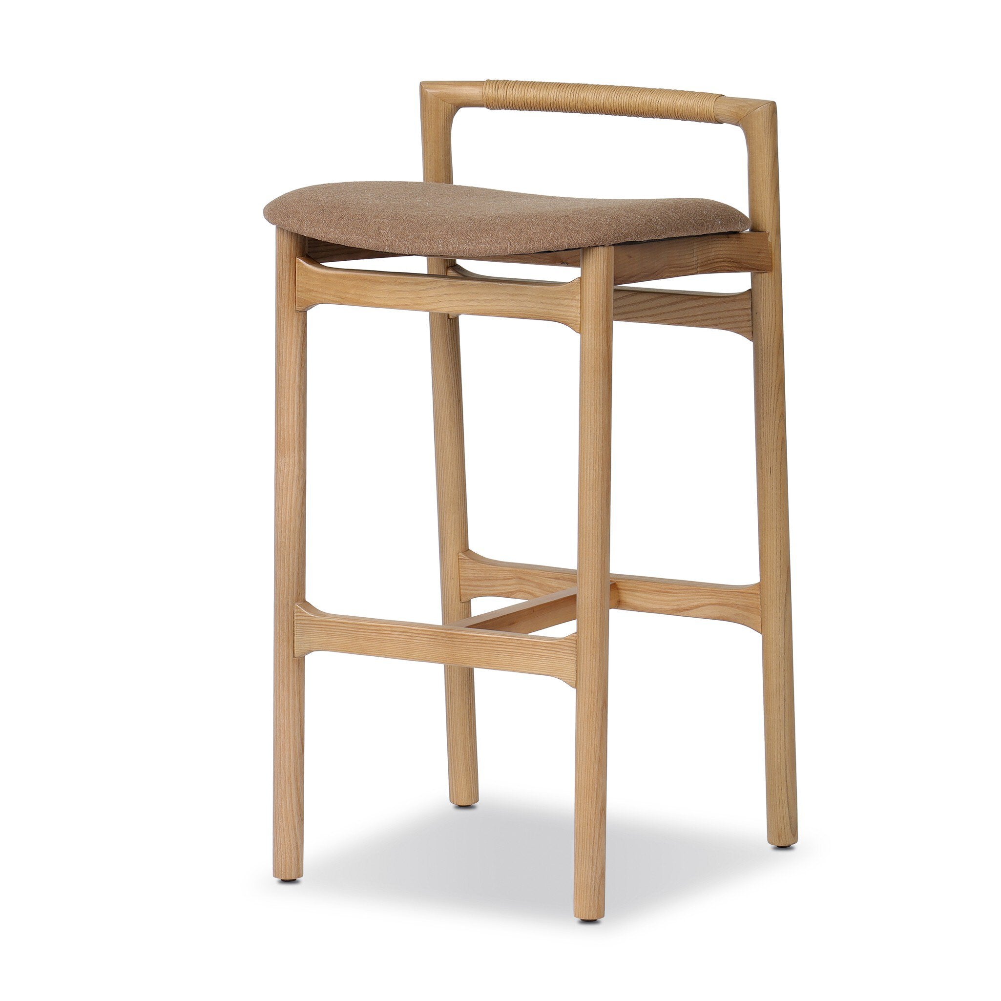 Four Hands Baden Bar + Counter Stool — Toasted Ash-Natural Paper Cord-Antwerp Cafe-Bar