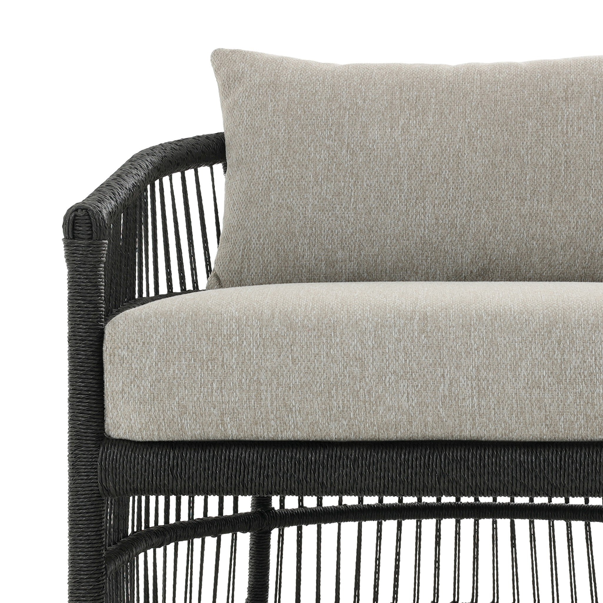 Four Hands Montecito Outdoor Chair — Faux Black Hyacinth-Concha Fog