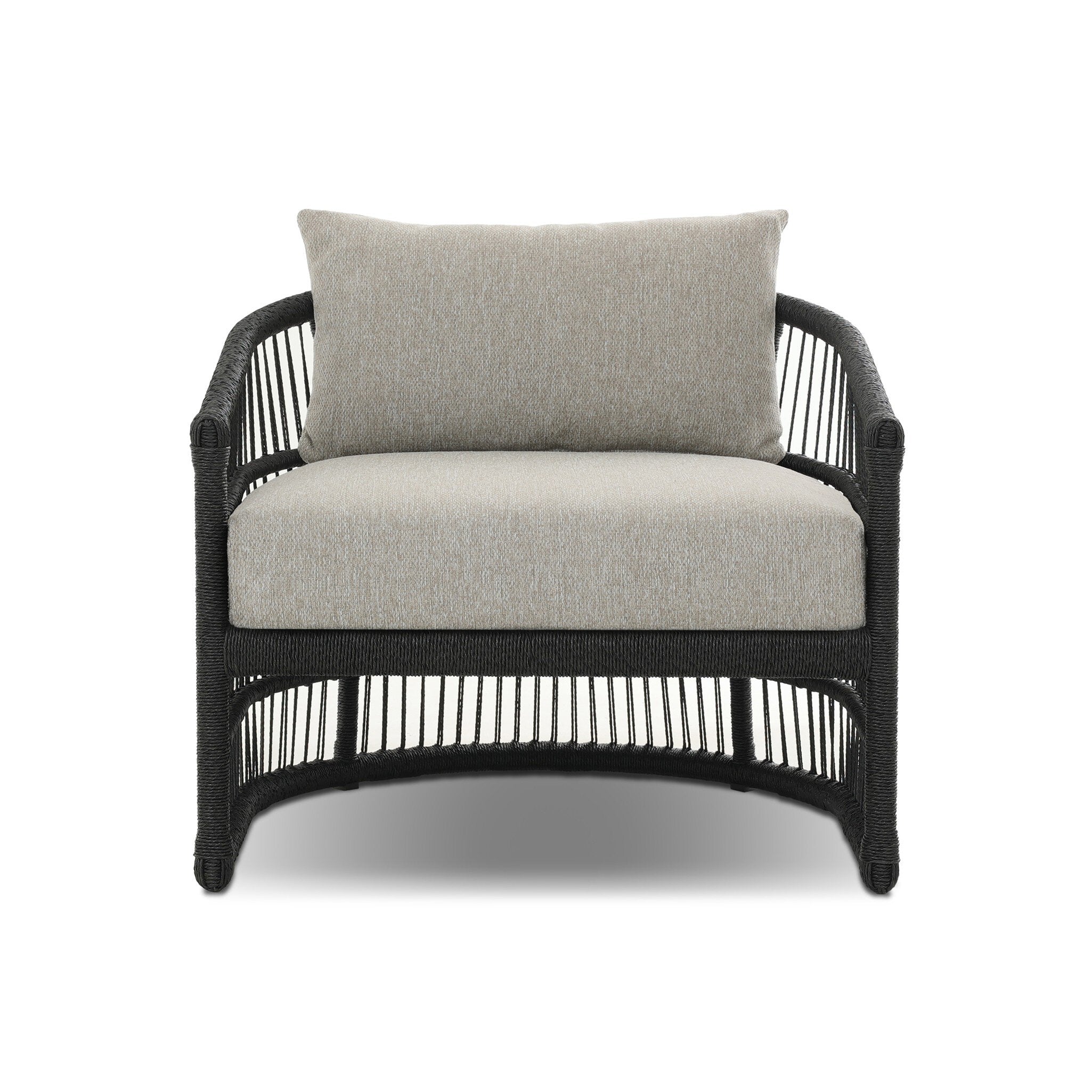 Four Hands Montecito Outdoor Chair — Faux Black Hyacinth-Concha Fog
