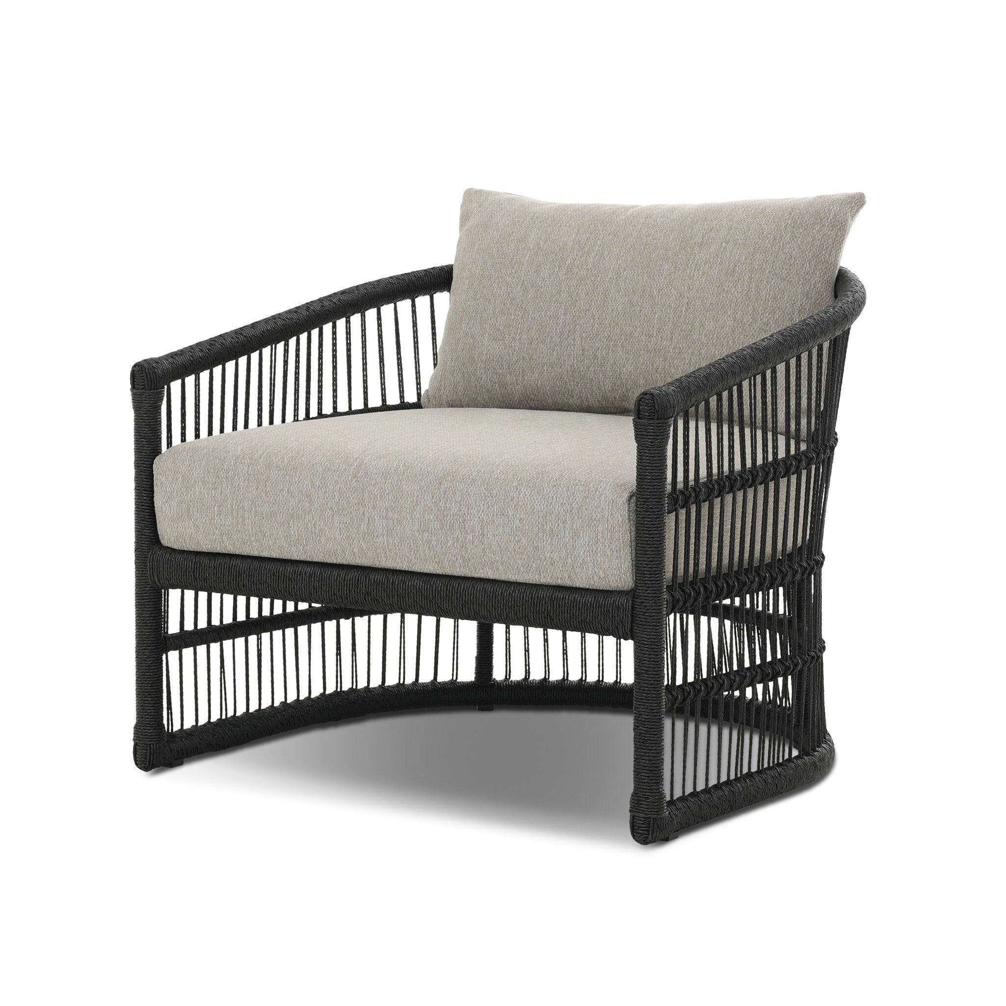 Four Hands Montecito Outdoor Chair — Faux Black Hyacinth-Concha Fog
