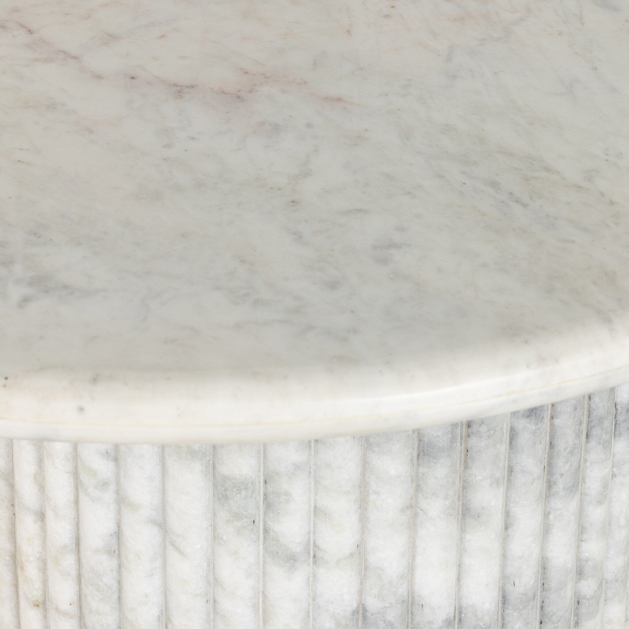 Four Hands Oranda Coffee Table — Polished White Marble w/ Sealant-White Scalloped Marble