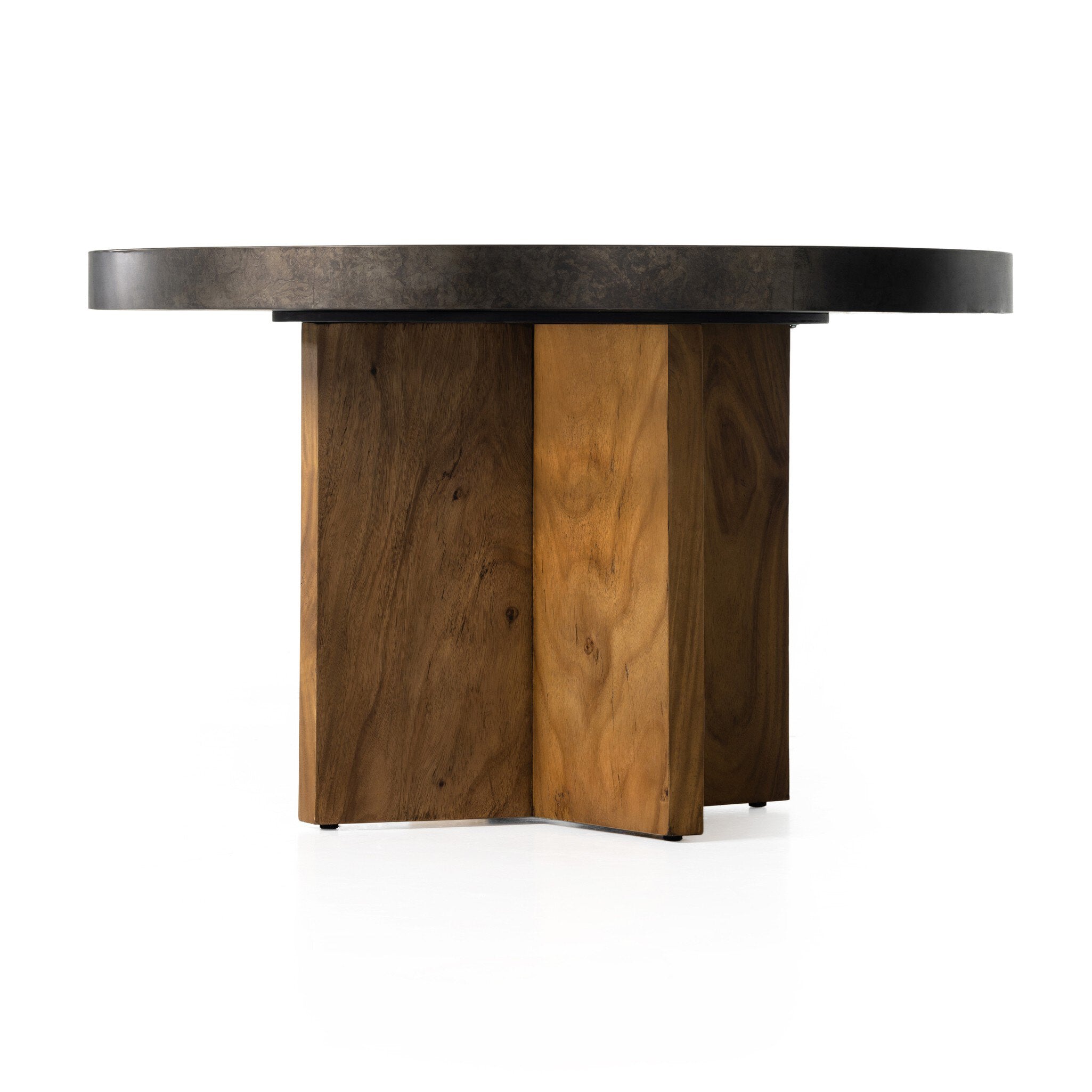 Four Hands Poker Table — Natural Brown Guanacaste-Aged Metal
