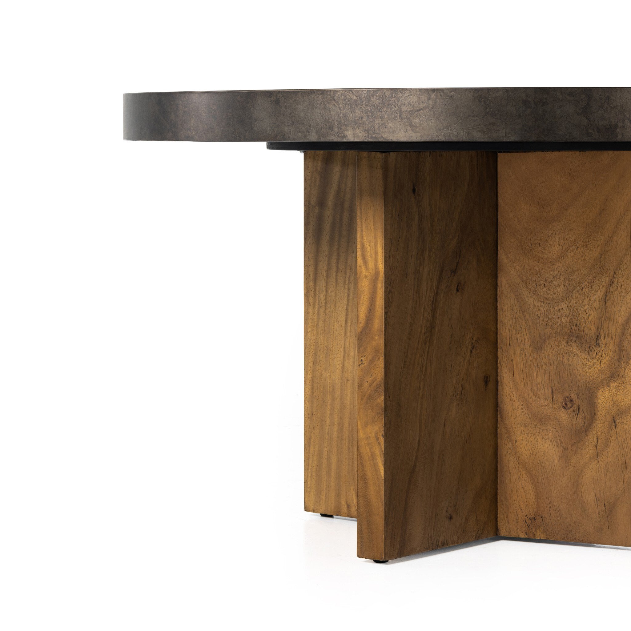 Four Hands Poker Table — Natural Brown Guanacaste-Aged Metal