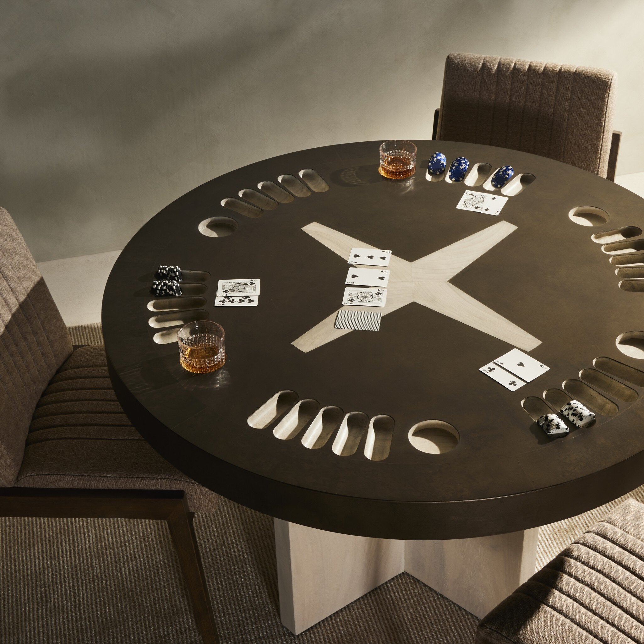 Four Hands Poker Table — Bleached Guanacaste-Aged Metal