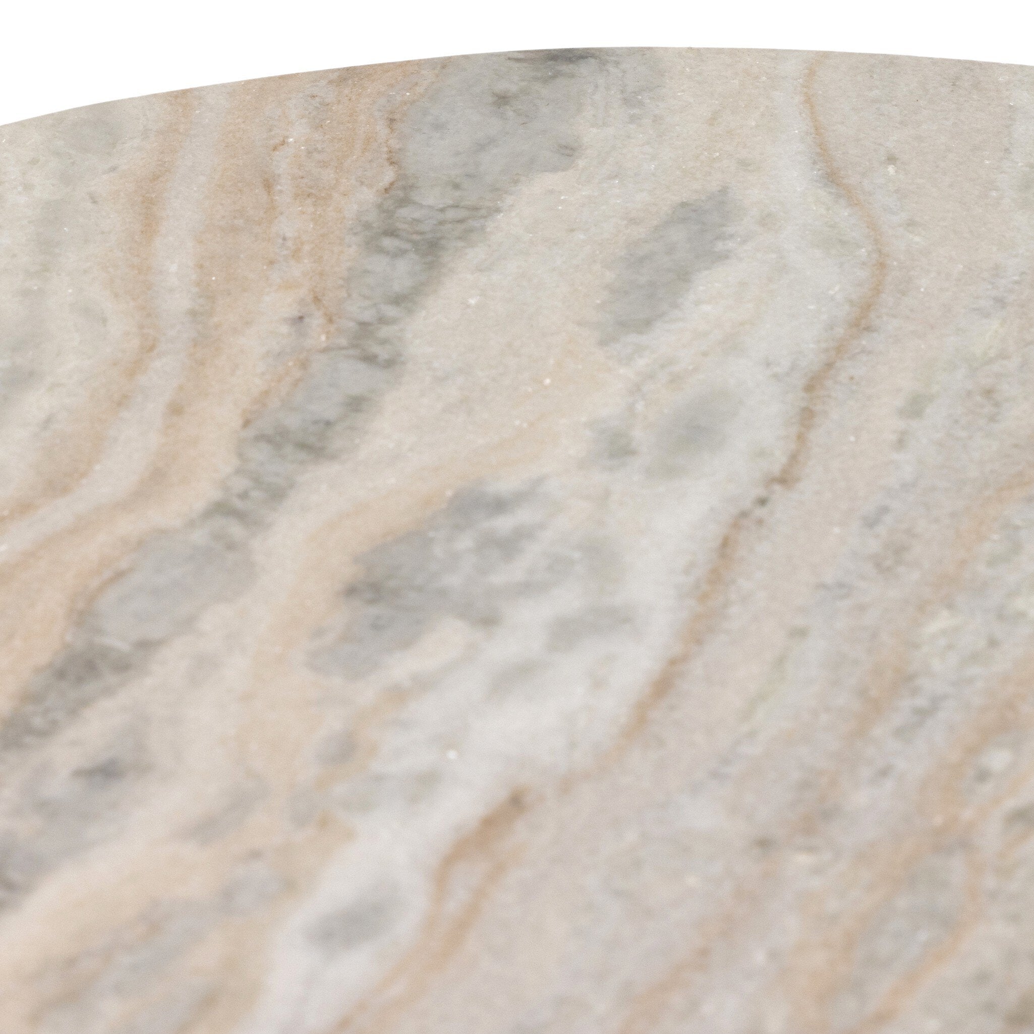 Four Hands Corbett End Table — Creamy Taupe Marble-Hammered Grey