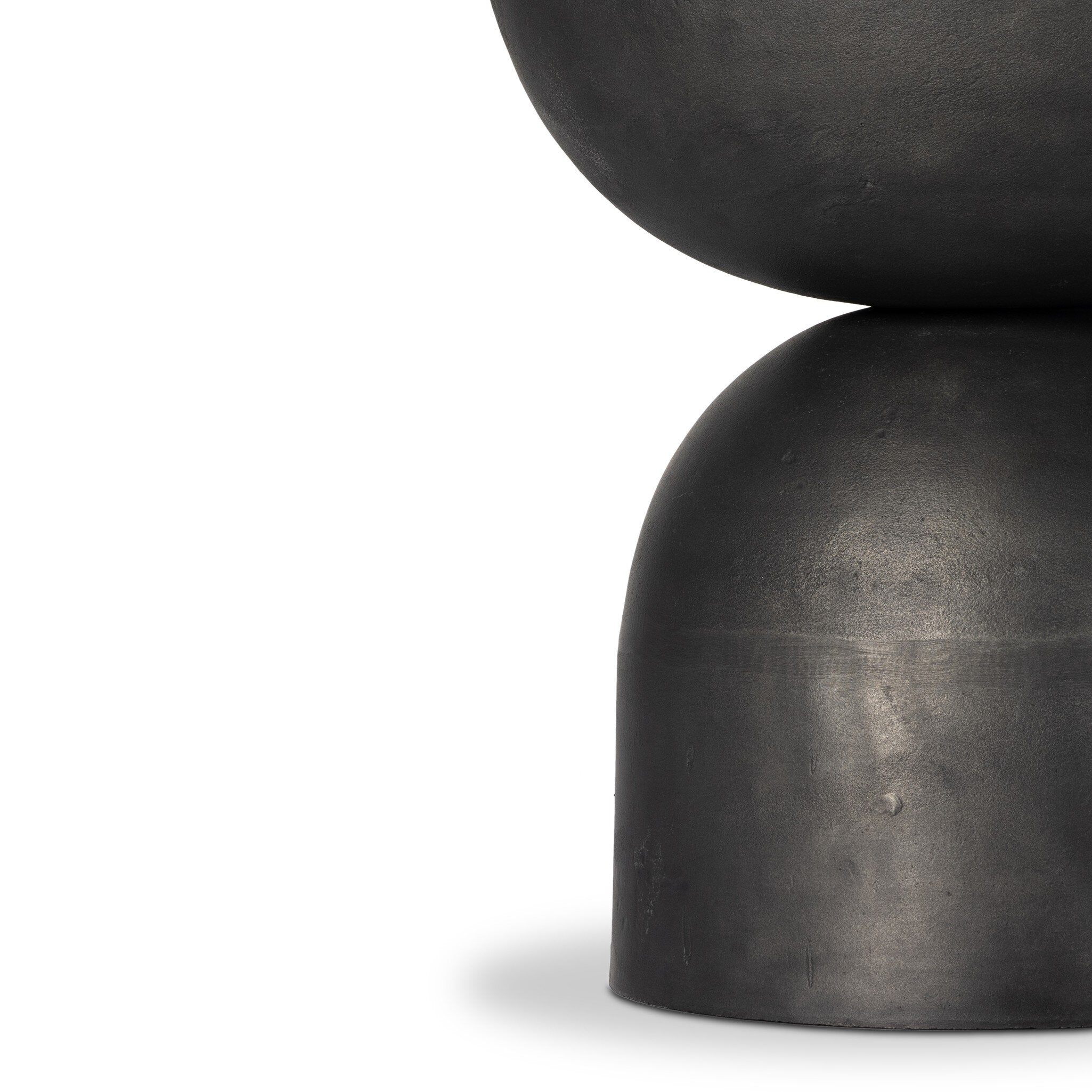 Four Hands Corbett End Table — Creamy Taupe Marble-Hammered Grey
