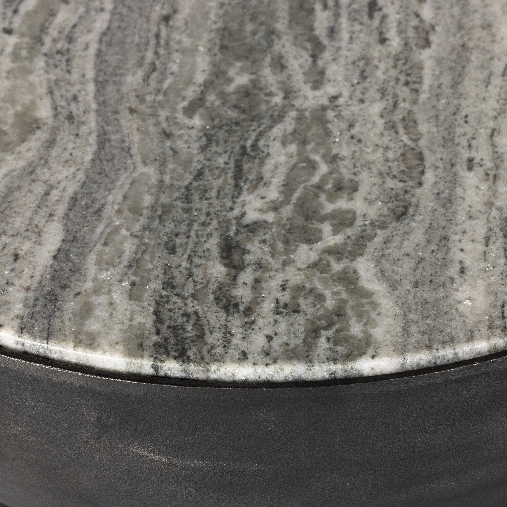 Four Hands Corbett End Table — River Grey Marble-Hammered Grey