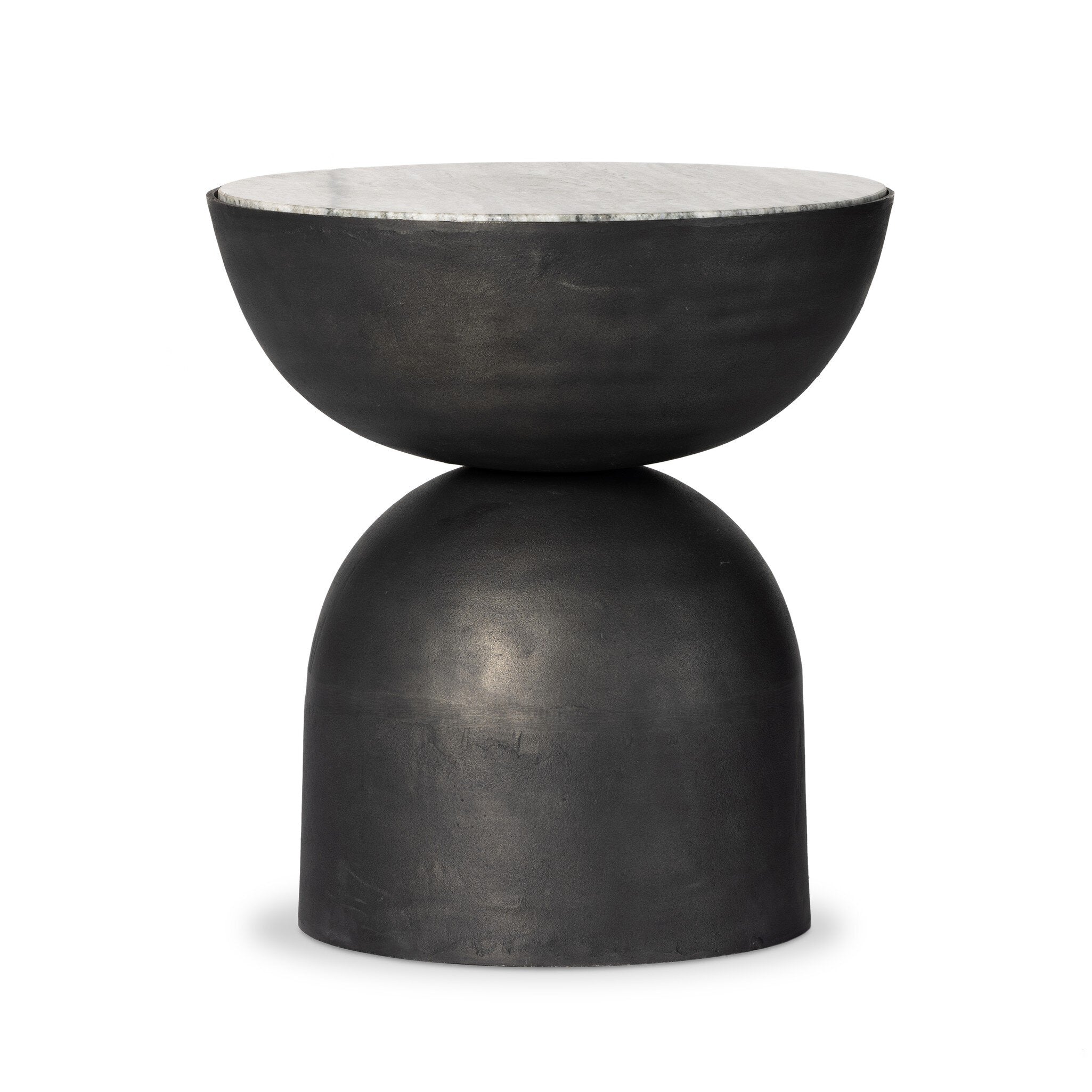 Four Hands Corbett End Table — River Grey Marble-Hammered Grey
