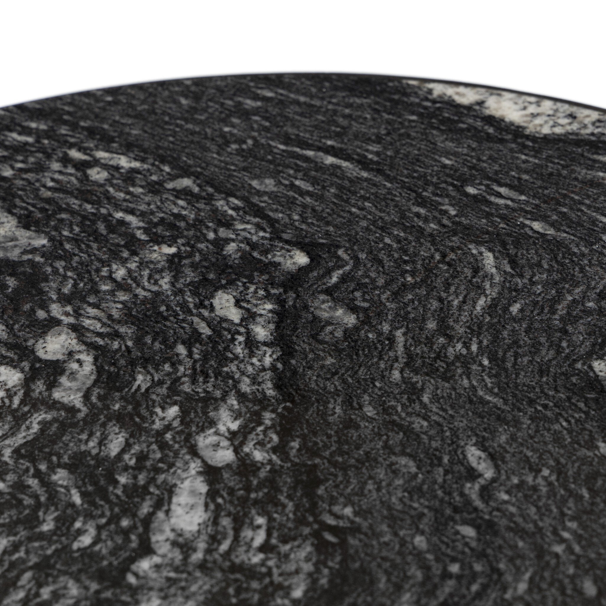 Four Hands Corbett End Table — Polished Black Marble-Hammered Grey