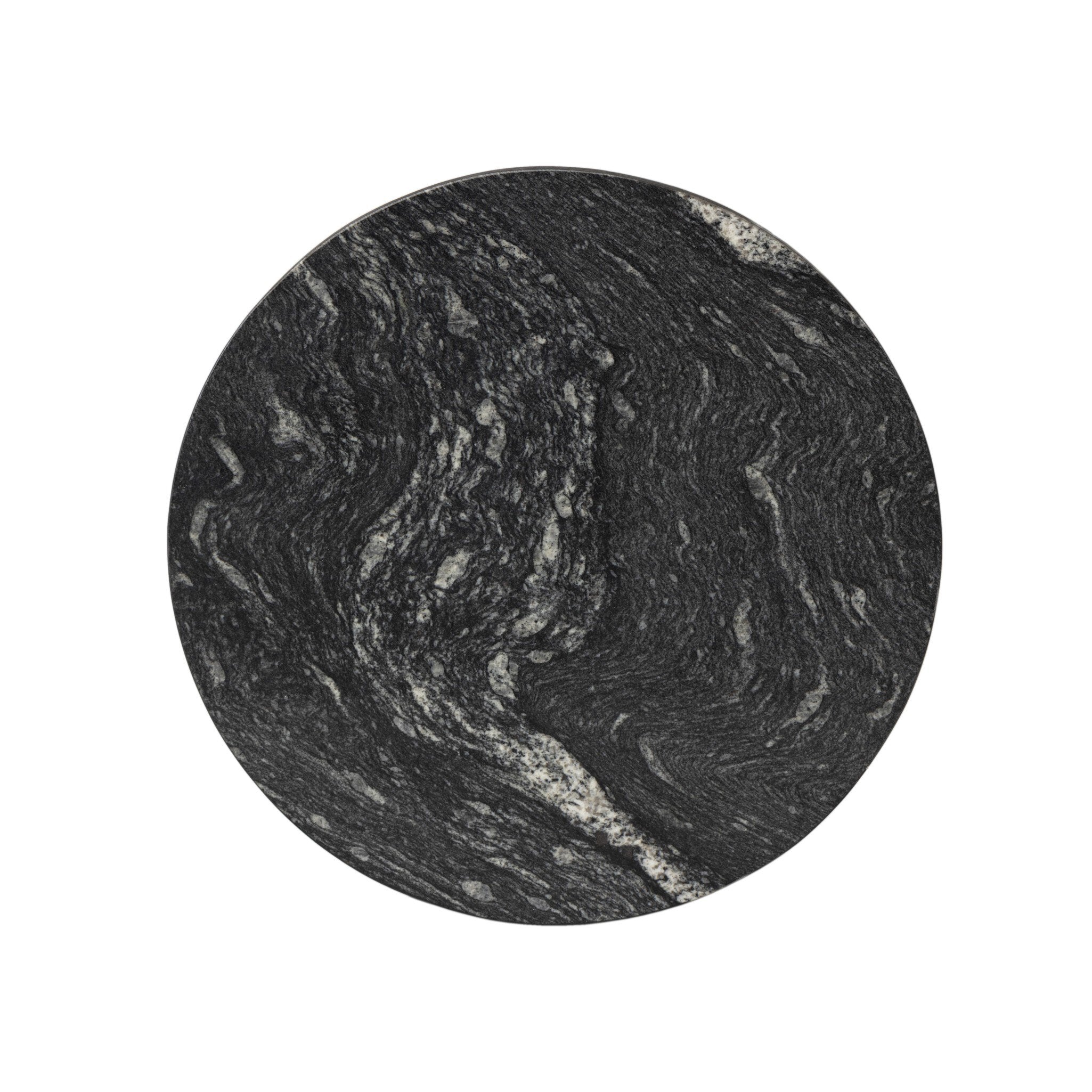 Four Hands Corbett End Table — Polished Black Marble-Hammered Grey
