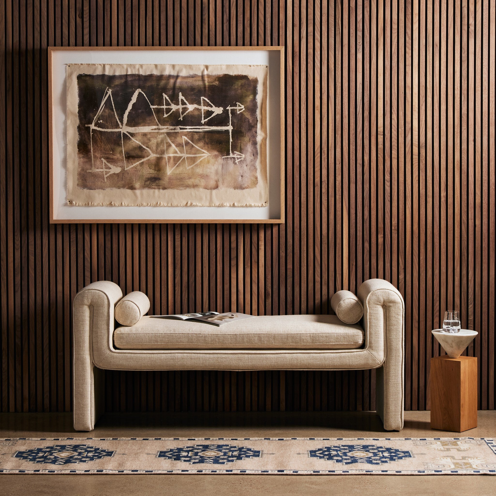 Four Hands Mitchell Accent Bench — Thames Cream