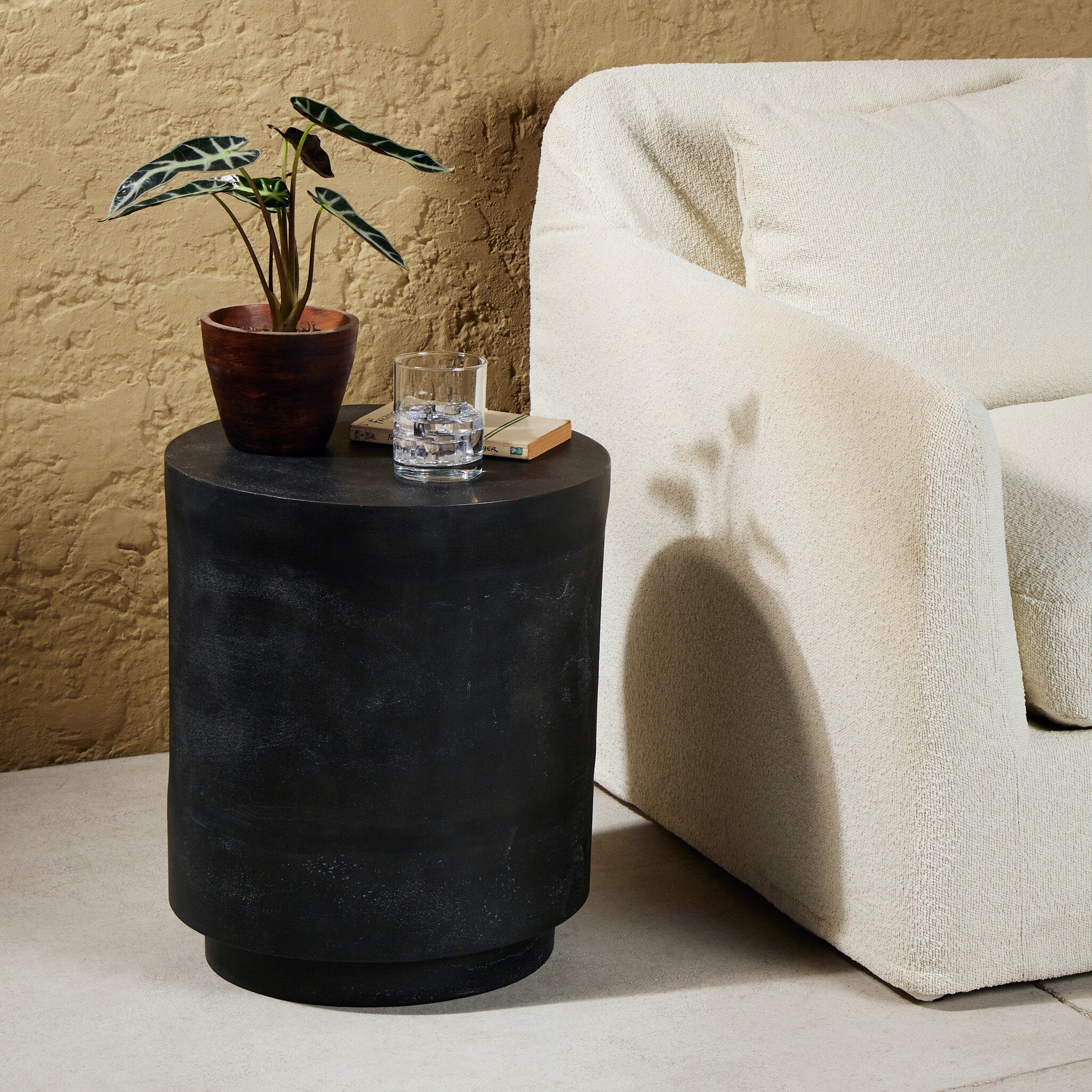 Four Hands Javi Outdoor End Table — Aged Grey