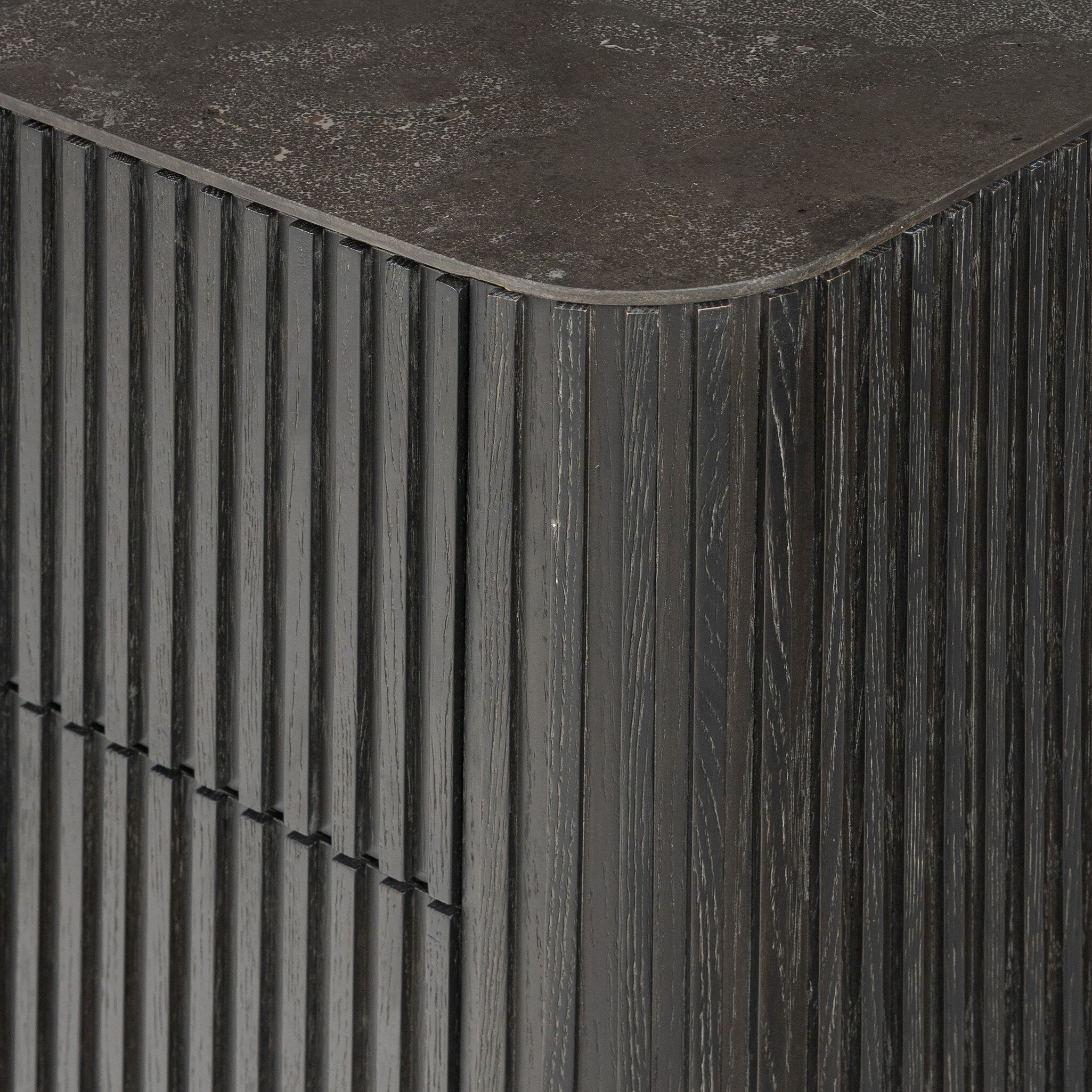 Four Hands Fletcher Large Nightstand — Bluestone-Distressed Black-Brushed Gunmetal