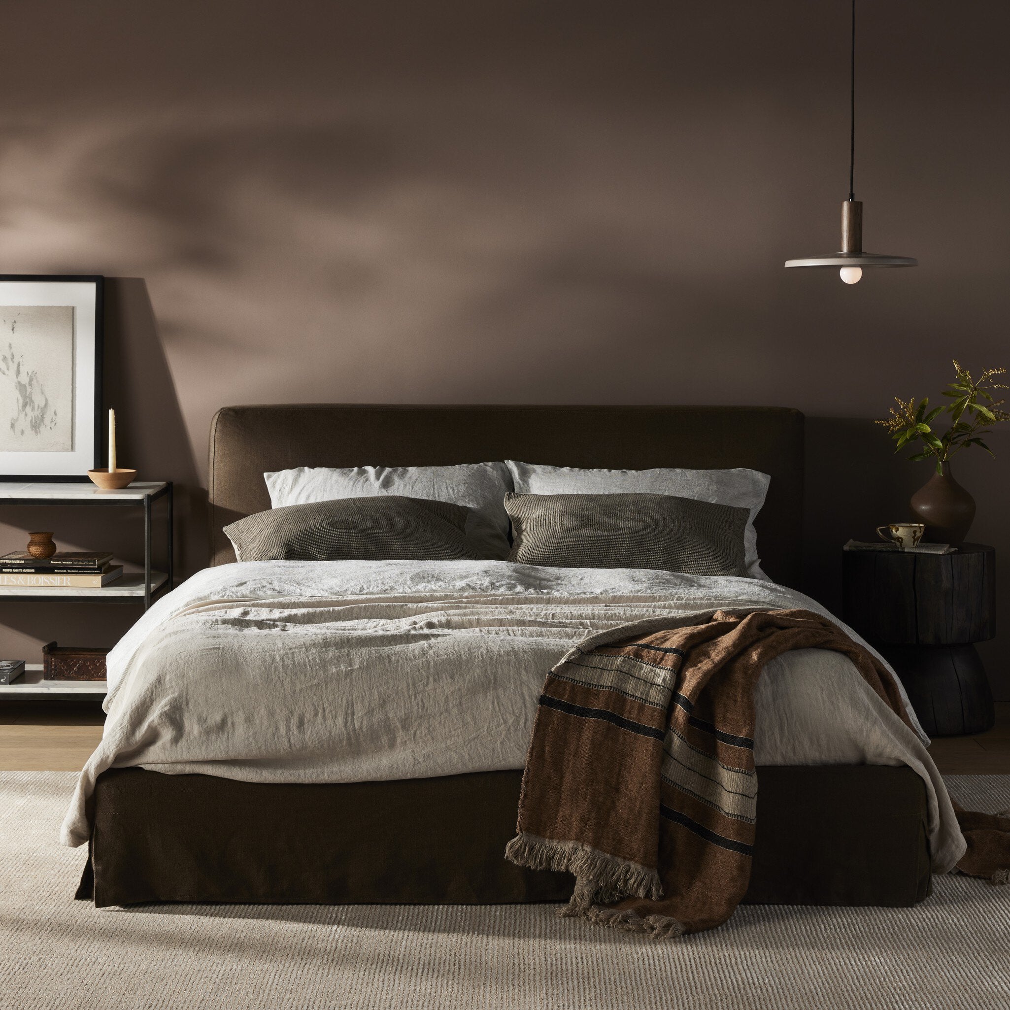 Four Hands Aidan Slipcover Bed — Brussels Coffee-King