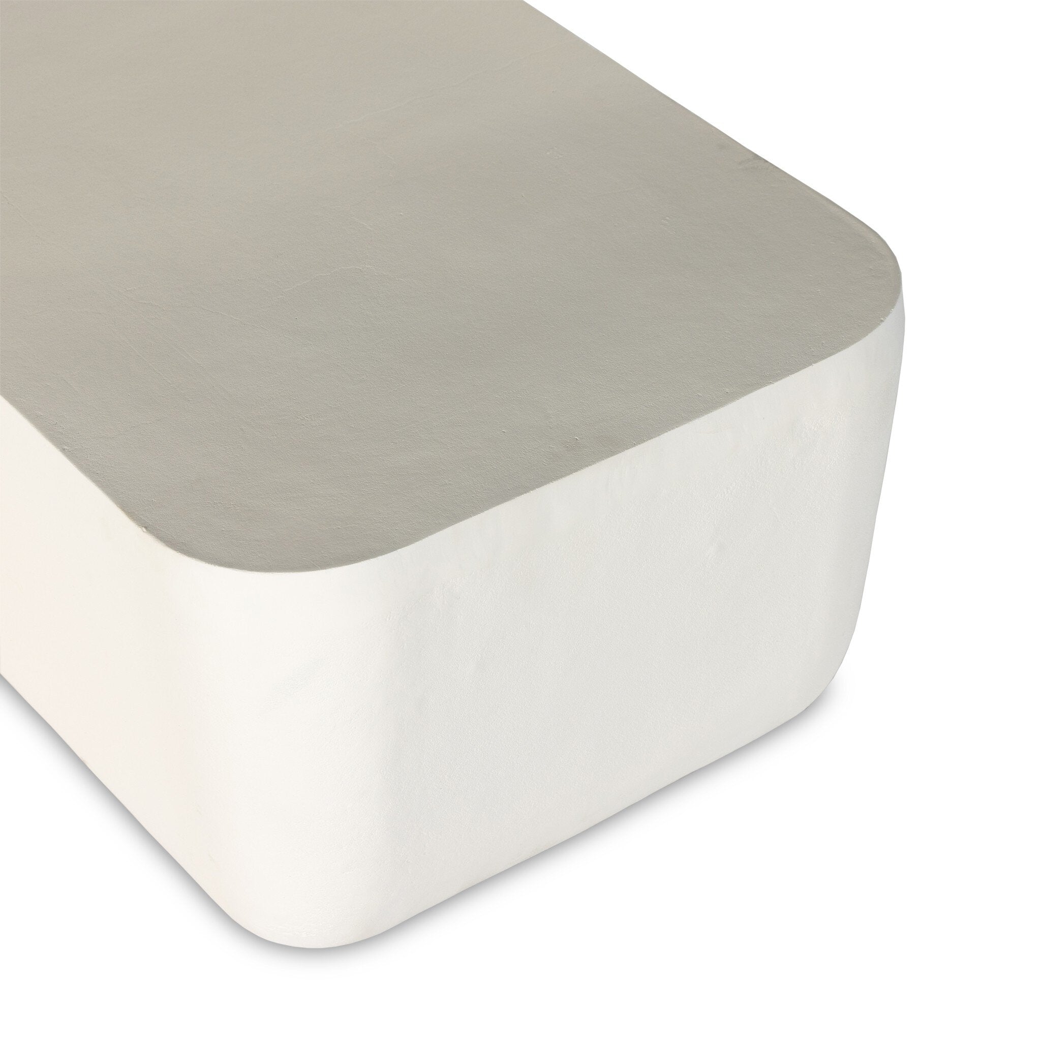 Four Hands Basil Outdoor Rectangular Coffee Table — Matte White Cast Aluminum
