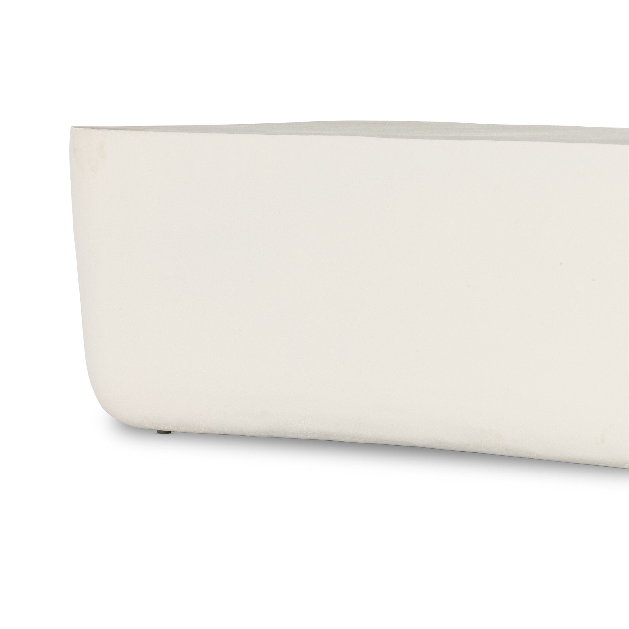 Four Hands Basil Outdoor Rectangular Coffee Table — Matte White Cast Aluminum