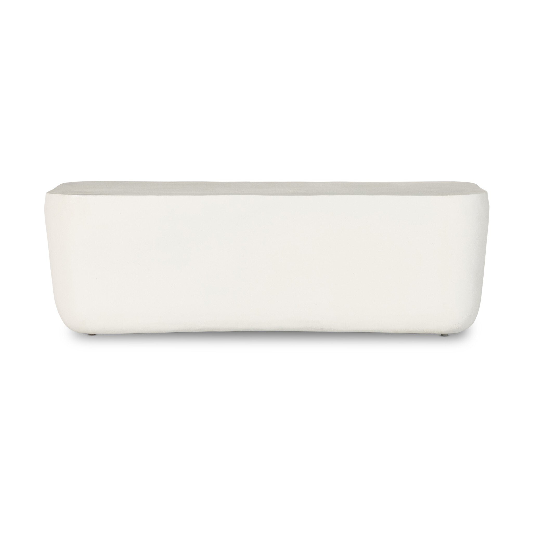 Four Hands Basil Outdoor Rectangular Coffee Table — Matte White Cast Aluminum