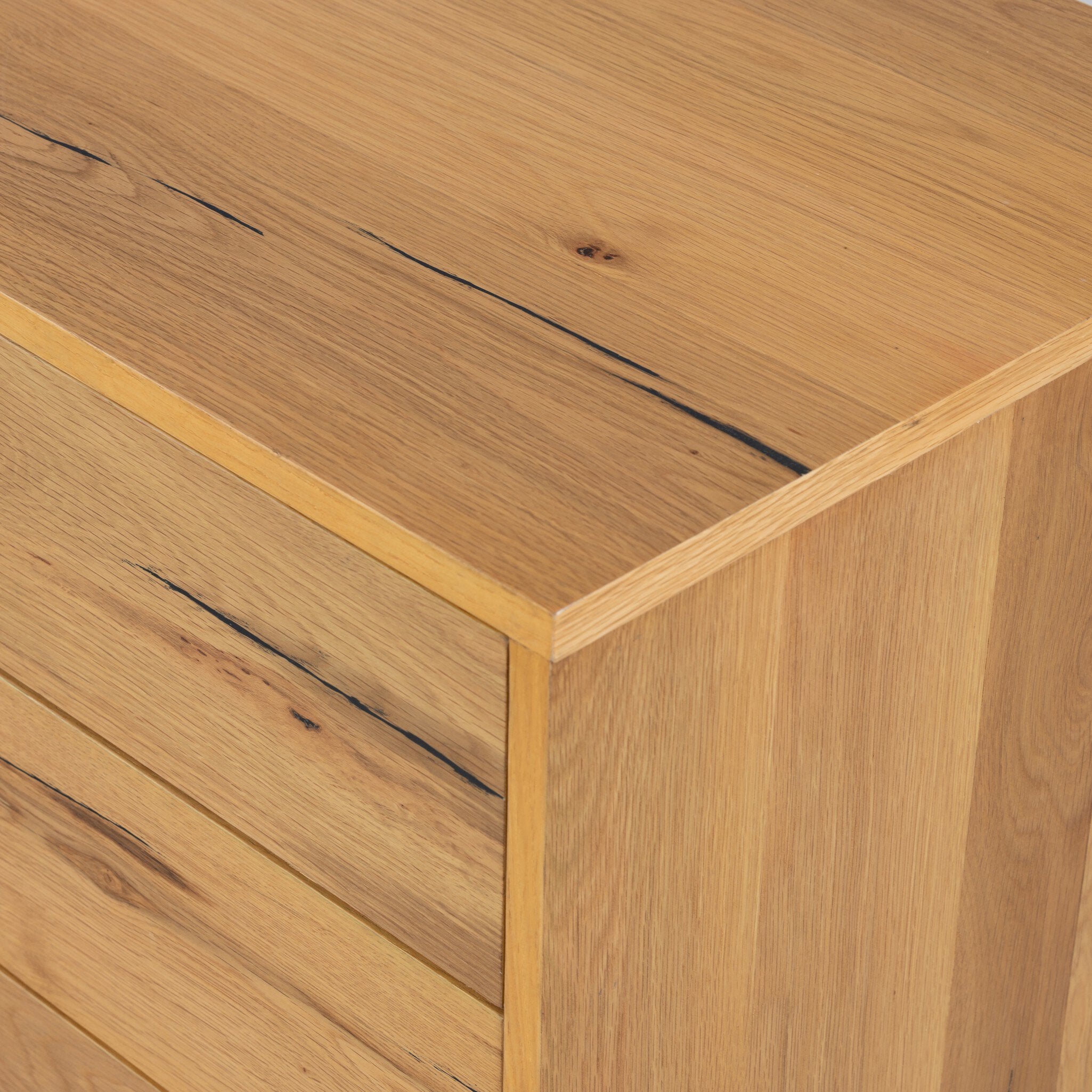 Four Hands Eaton Large Nightstand — Light Oak Resin-Dark Gunmetal