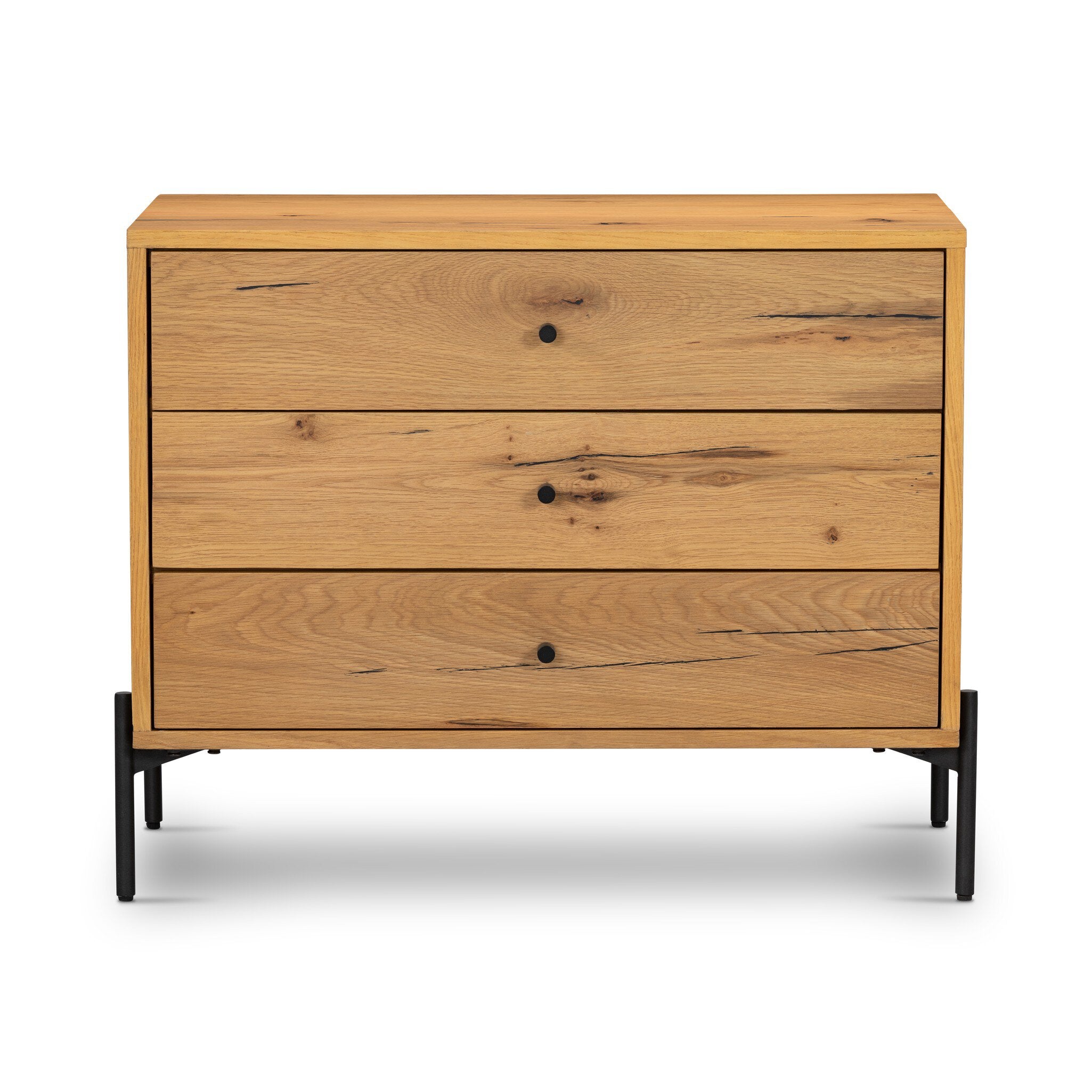 Four Hands Eaton Large Nightstand — Light Oak Resin-Dark Gunmetal