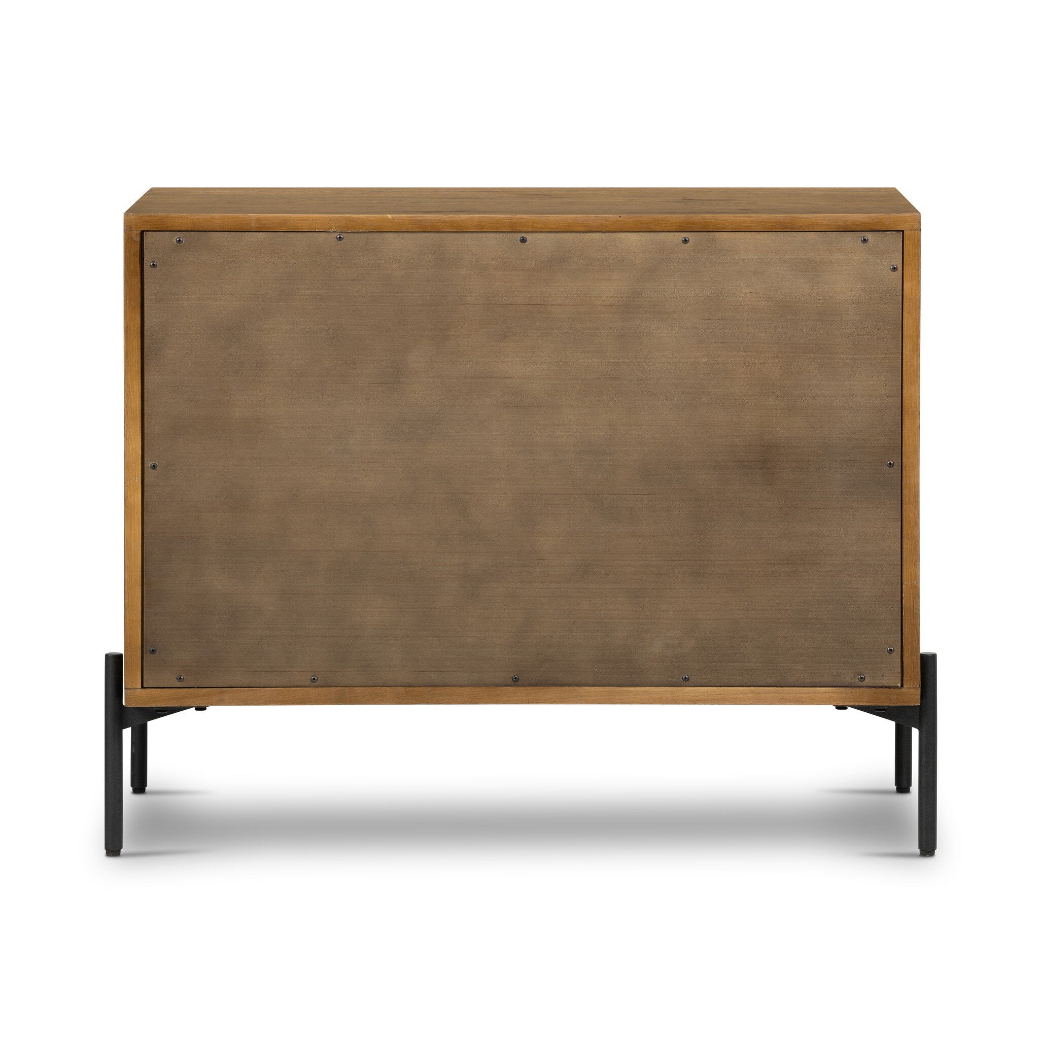 Four Hands Eaton Large Nightstand — Amber Oak Resin-Dark Gunmetal