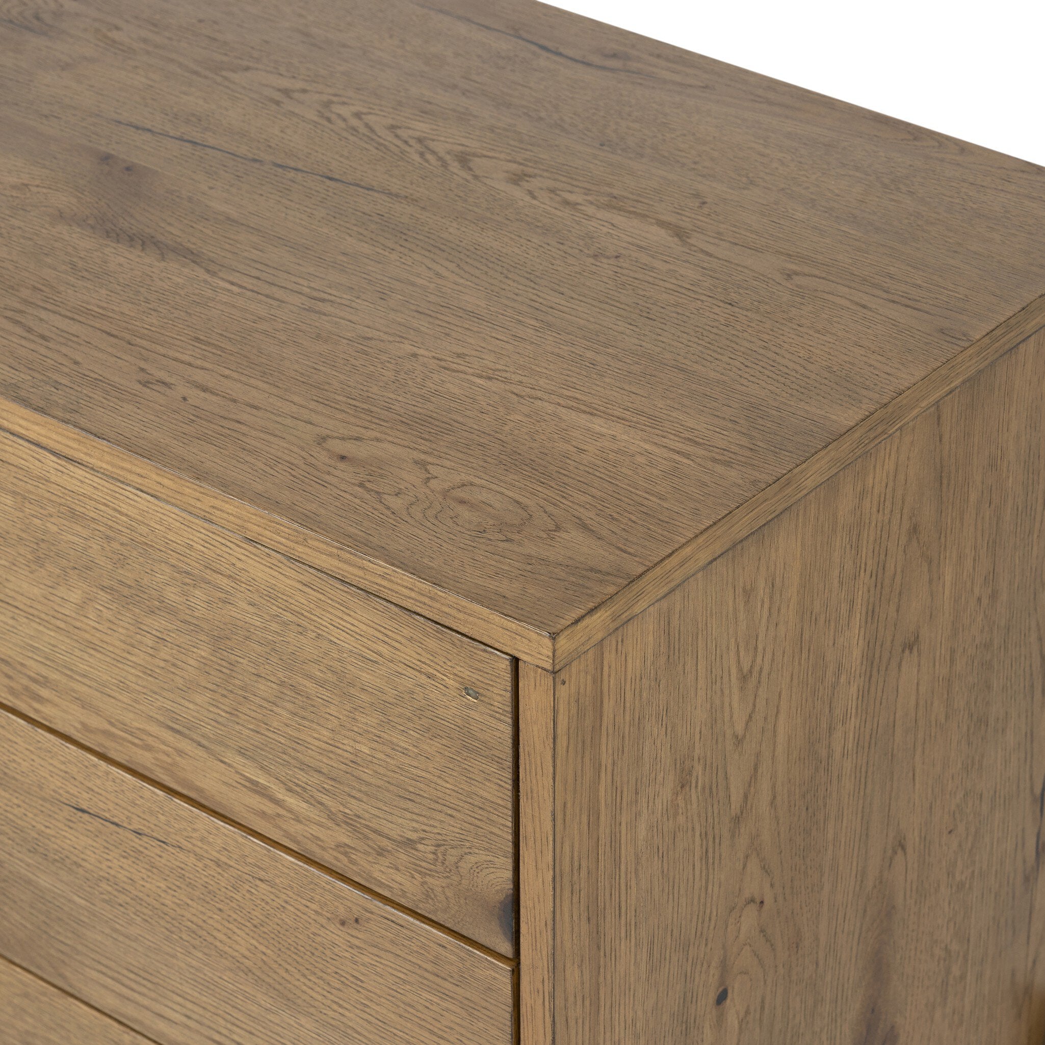 Four Hands Eaton Large Nightstand — Amber Oak Resin-Dark Gunmetal