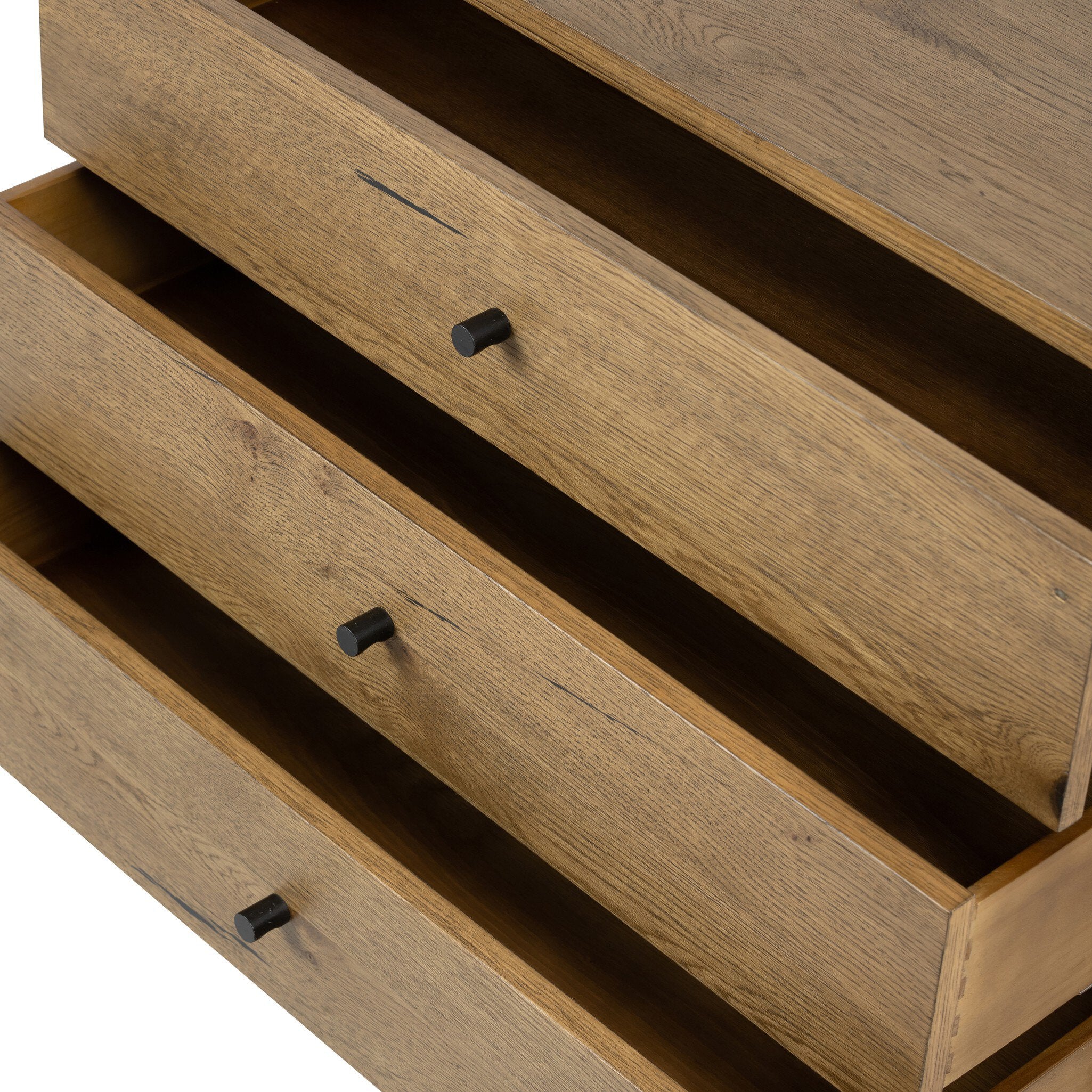 Four Hands Eaton Large Nightstand — Amber Oak Resin-Dark Gunmetal