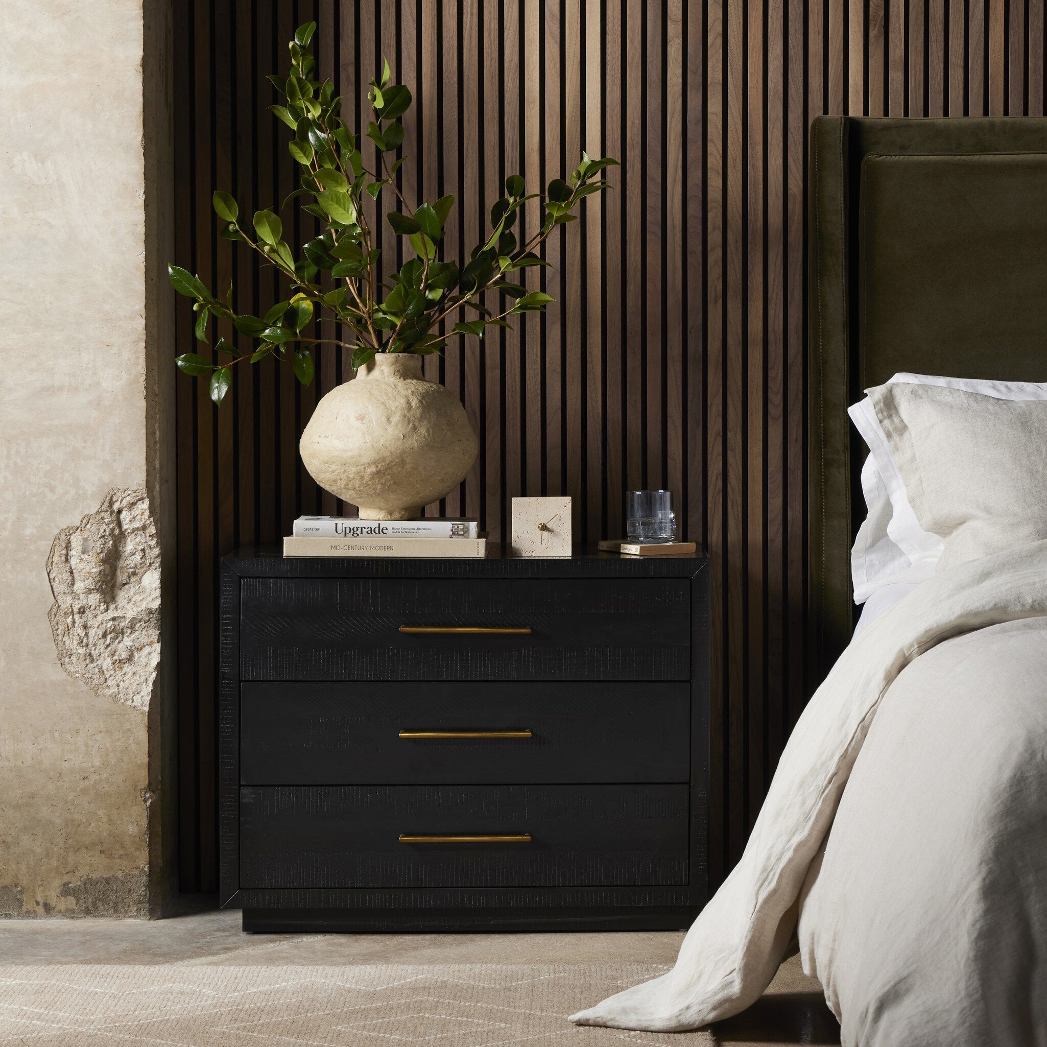 Four Hands Suki Large Nightstand — Burnished Black-Brass (Alexa Hardware)