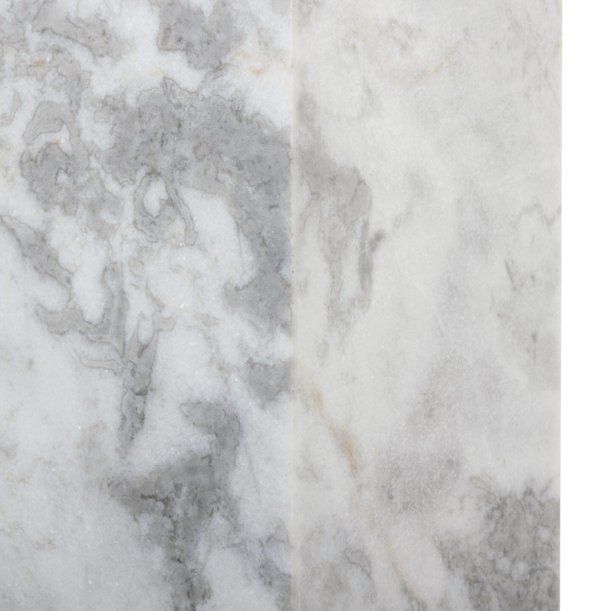 Four Hands Modern Marble Pedestal — White & Grey Speckled Marble