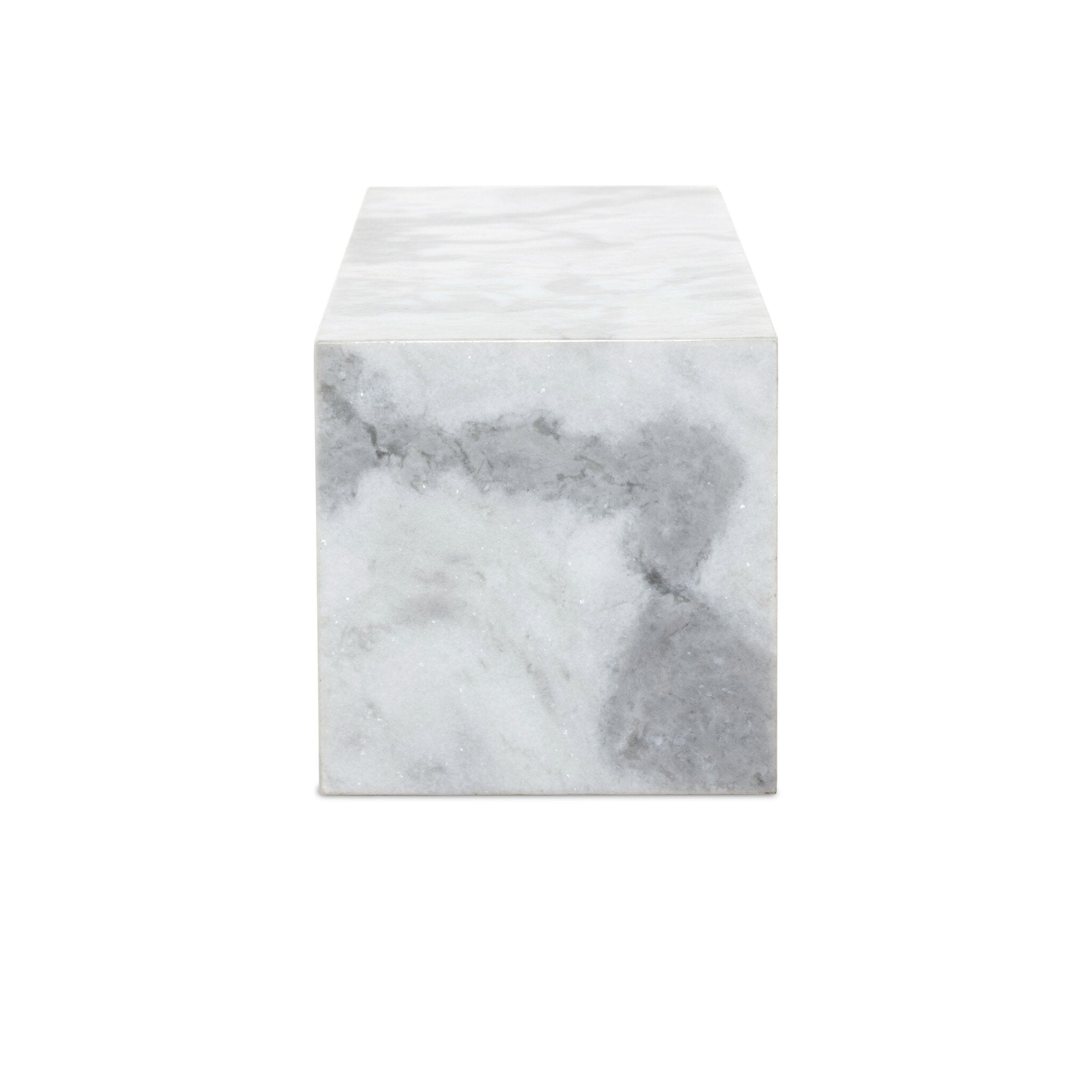 Four Hands Modern Marble Pedestal — White & Grey Speckled Marble