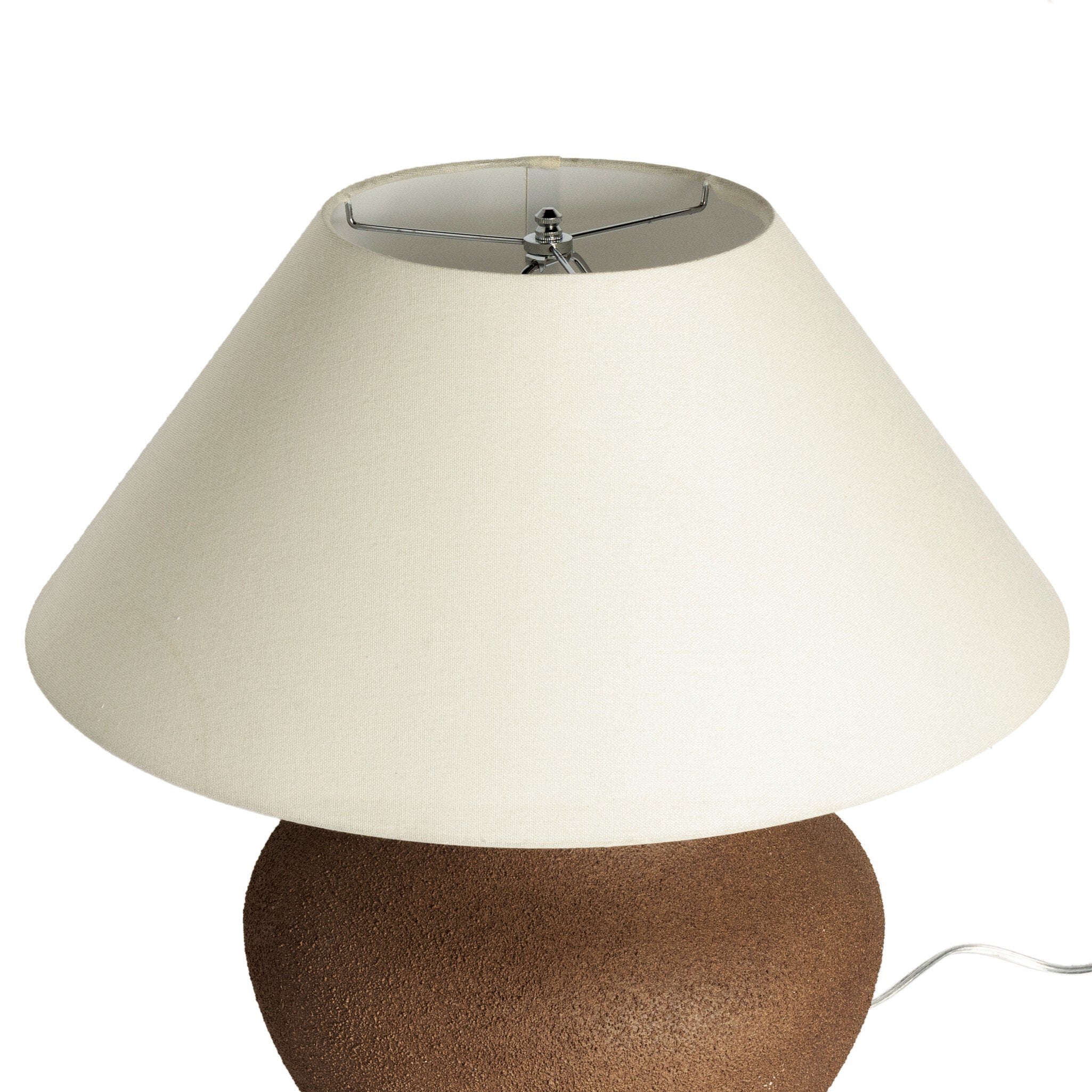 Four Hands Parma Table Lamp — Textured Dark Sand Porcelain-Ivory Linen
