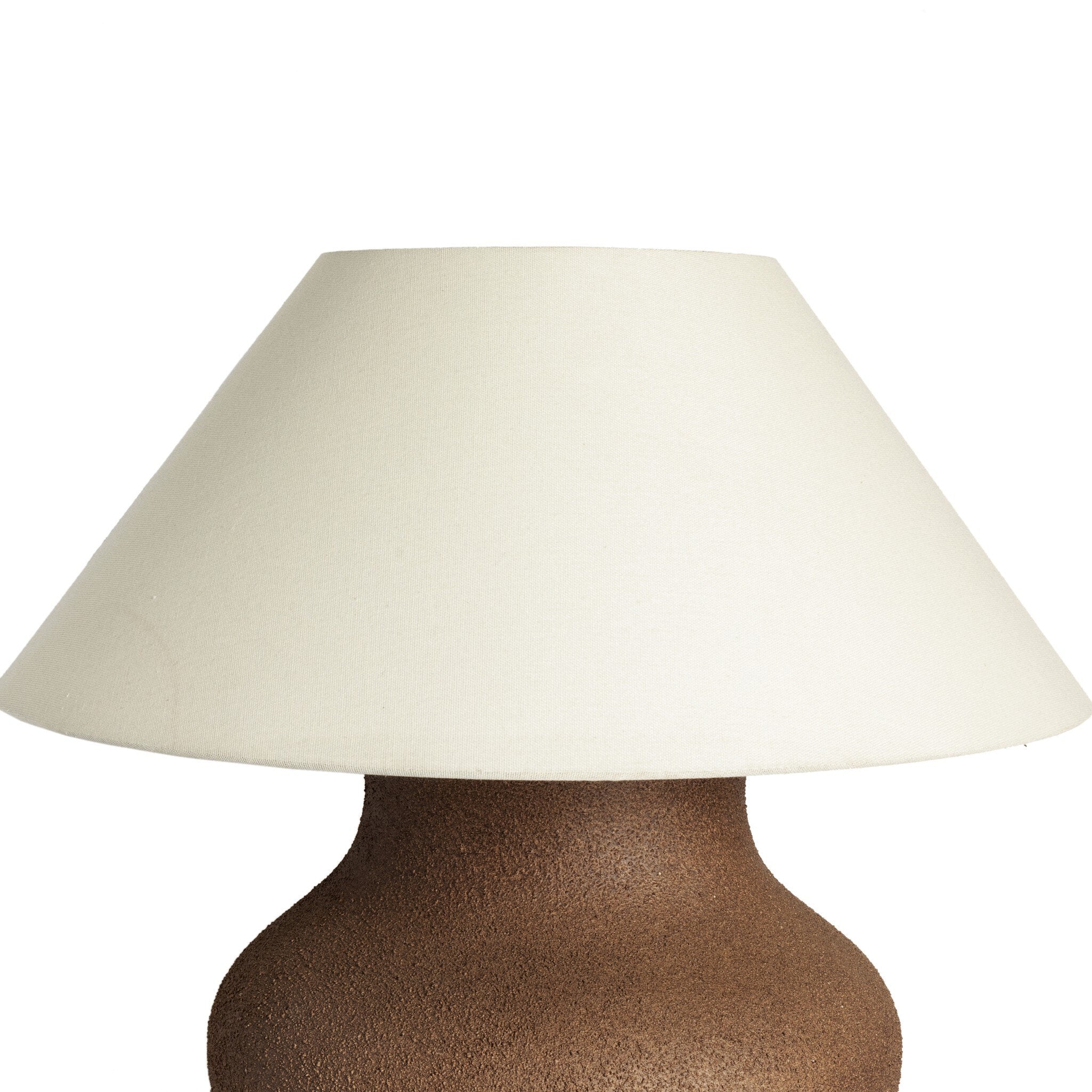 Four Hands Parma Table Lamp — Textured Dark Sand Porcelain-Ivory Linen
