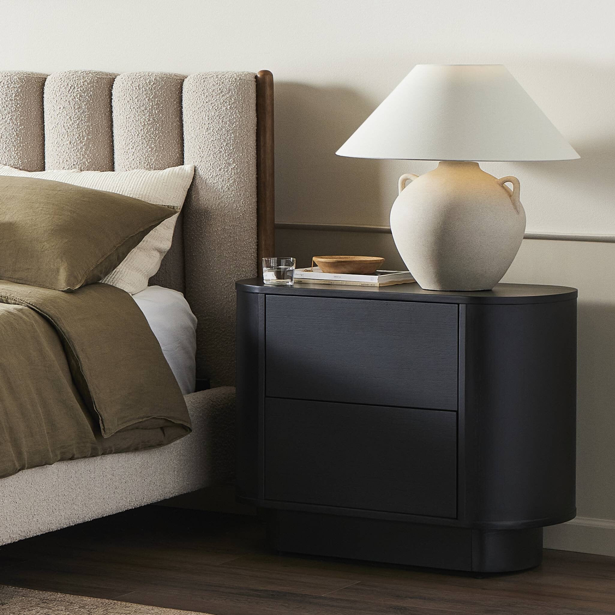 Four Hands Paden Nightstand — Aged Black Acacia-Aged Black Acacia Solid