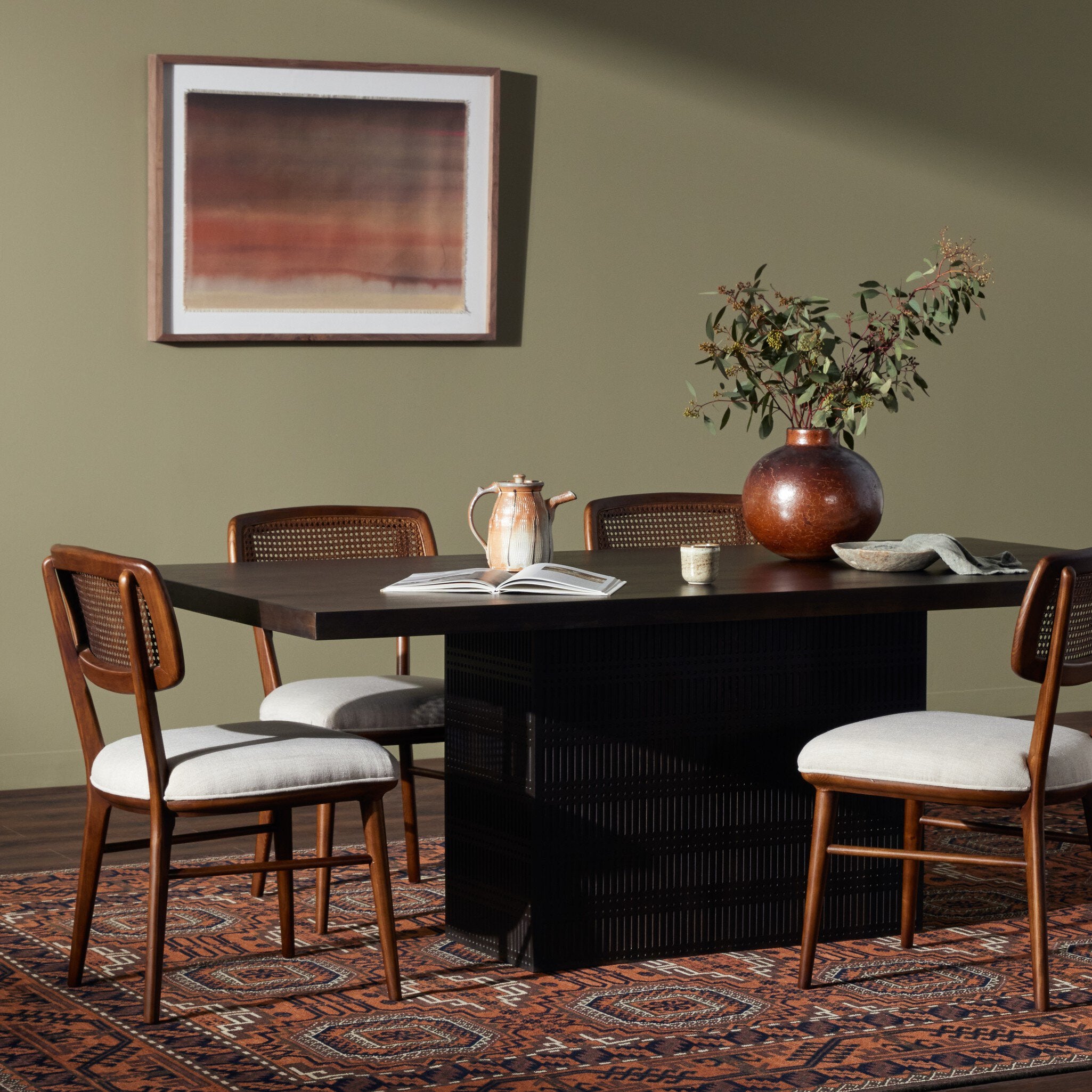 Four Hands Kelby Dining Table — Carved Vintage Brown-Vintage Brown