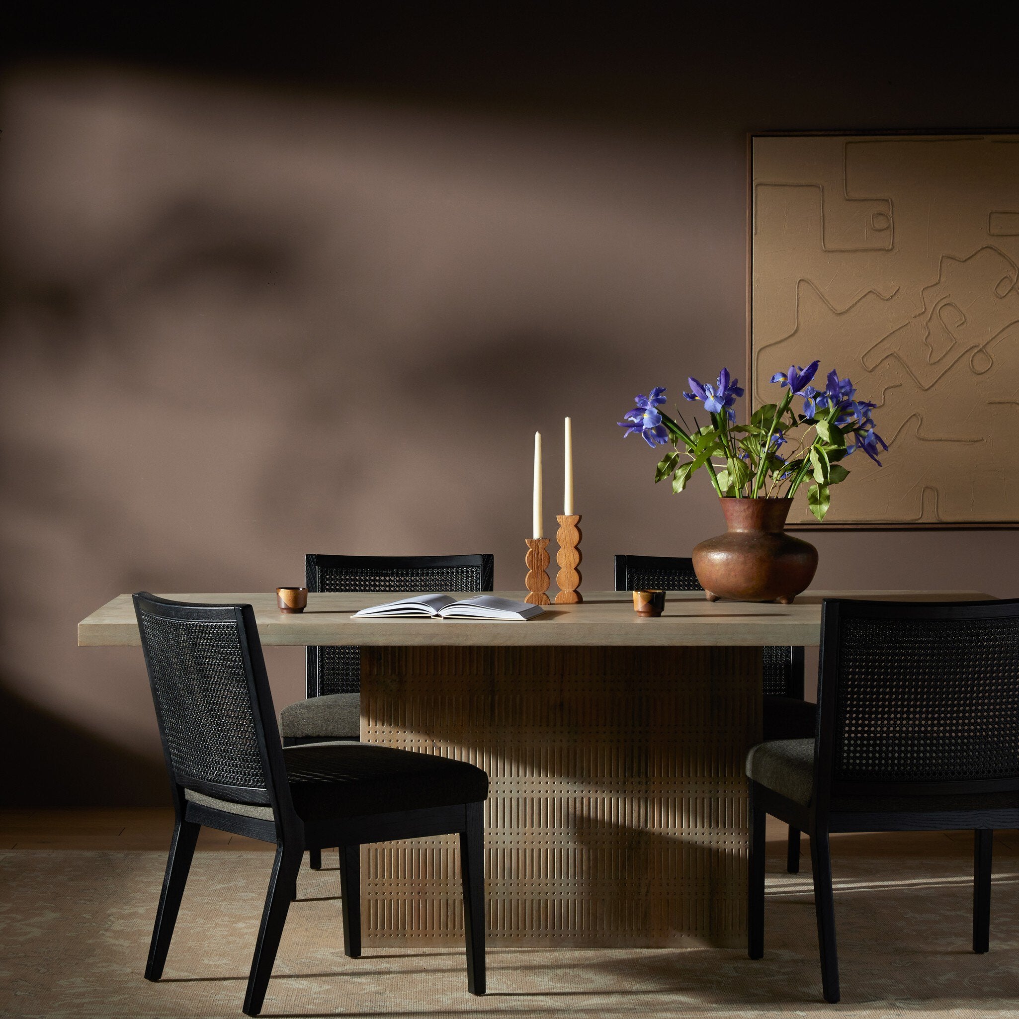 Four Hands Kelby Dining Table — Light Wash Carved Mango-Light Wash Mango